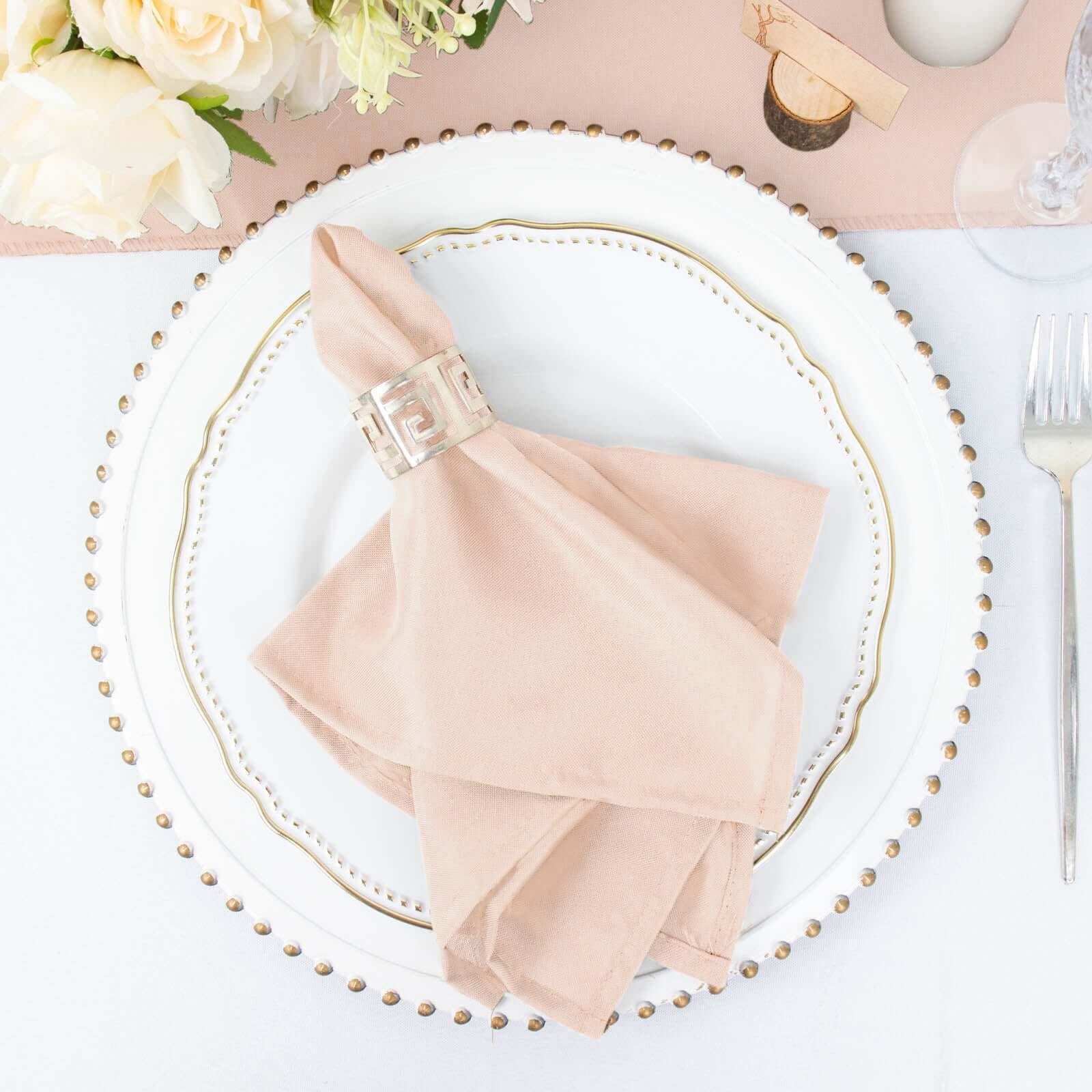 5 Pack Premium Polyester Napkins 17"x17" Blush - Wrinkle Resistant & Easy Care Cloth Napkins - Image 5