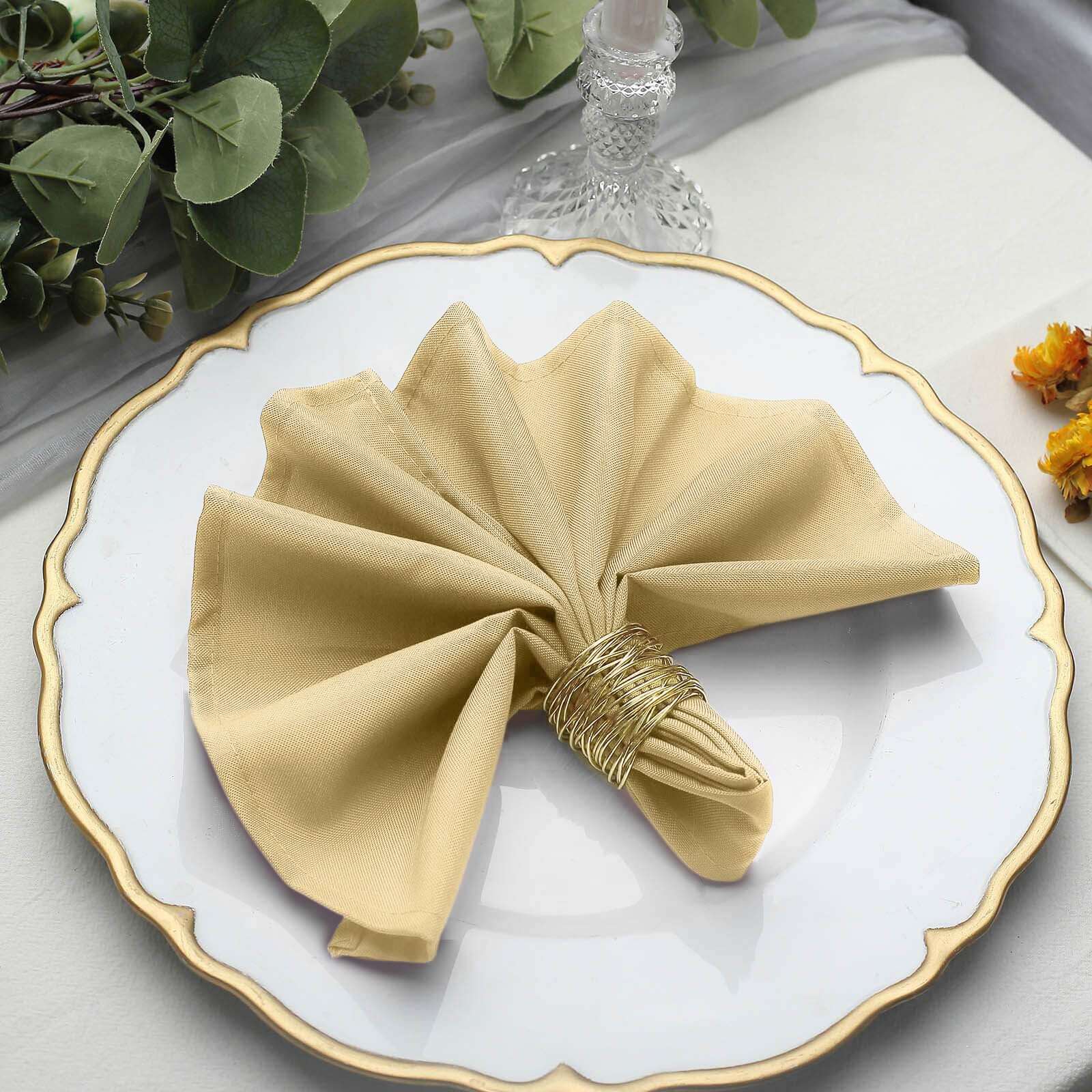 5 Pack Premium Polyester Napkins 17"x17" Champagne - Wrinkle Resistant & Easy Care Cloth Napkins - Image 7