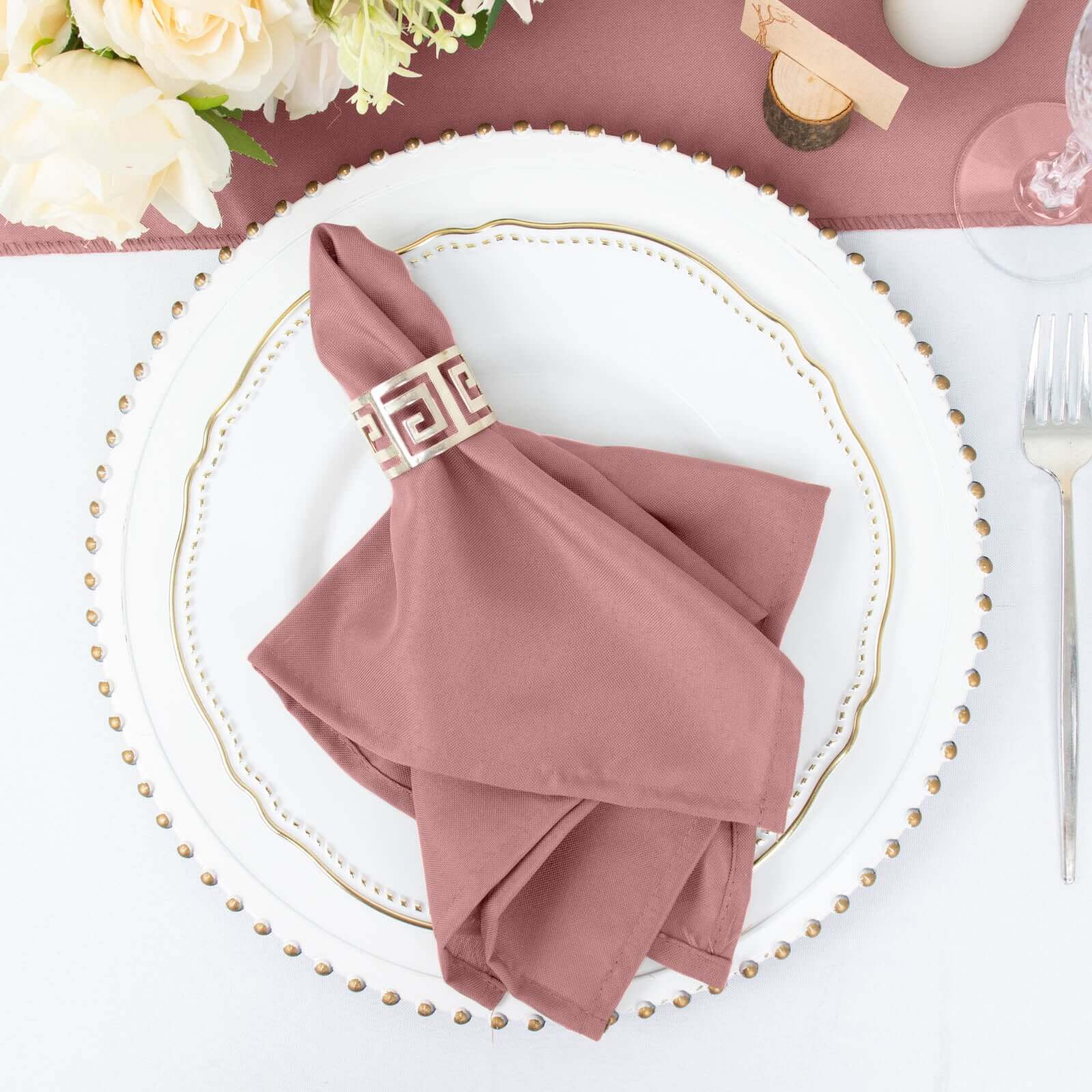 5 Pack Premium Polyester Napkins 17"x17" Dusty Rose - Wrinkle Resistant & Easy Care Cloth Napkins - Image 7