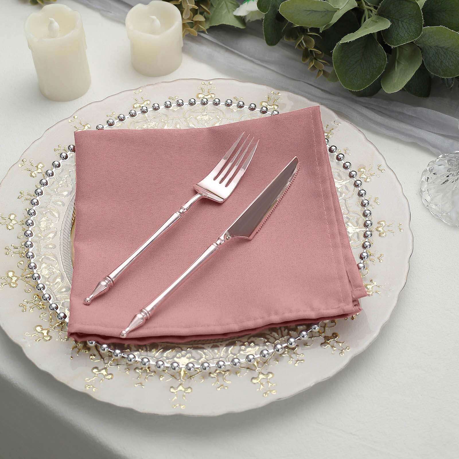 5 Pack Premium Polyester Napkins 17"x17" Dusty Rose - Wrinkle Resistant & Easy Care Cloth Napkins - Image 8