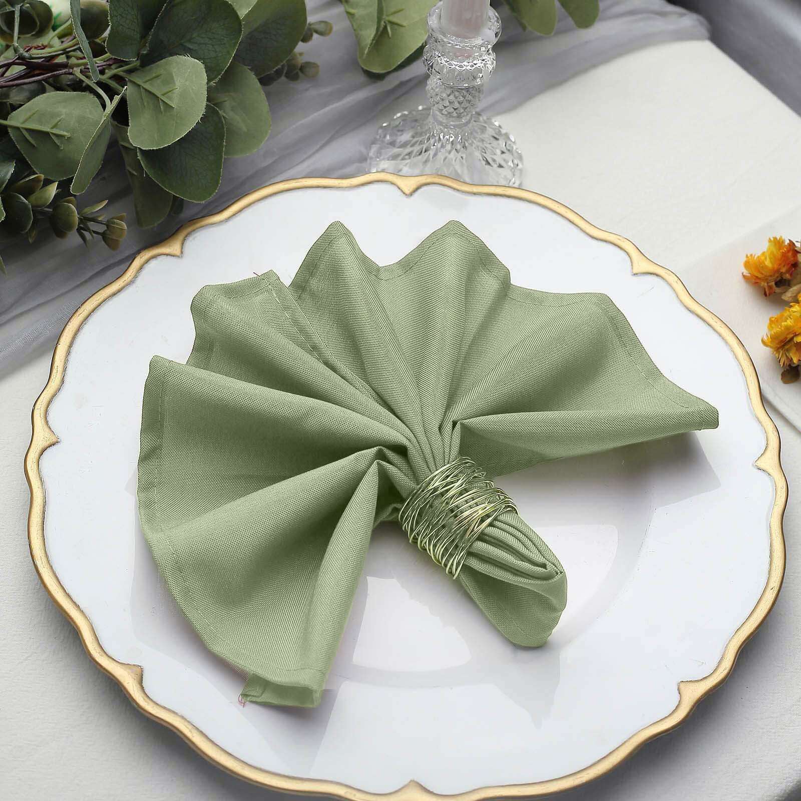 5 Pack Premium Polyester Napkins 17"x17" Dusty Sage Green - Wrinkle Resistant & Easy Care Cloth Napkins - Image 5