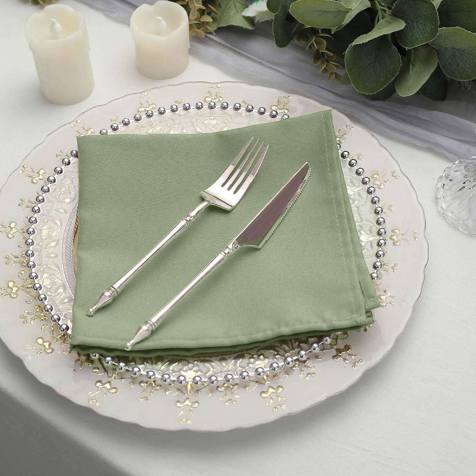 5 Pack Premium Polyester Napkins 17"x17" Dusty Sage Green - Wrinkle Resistant & Easy Care Cloth Napkins - Image 6