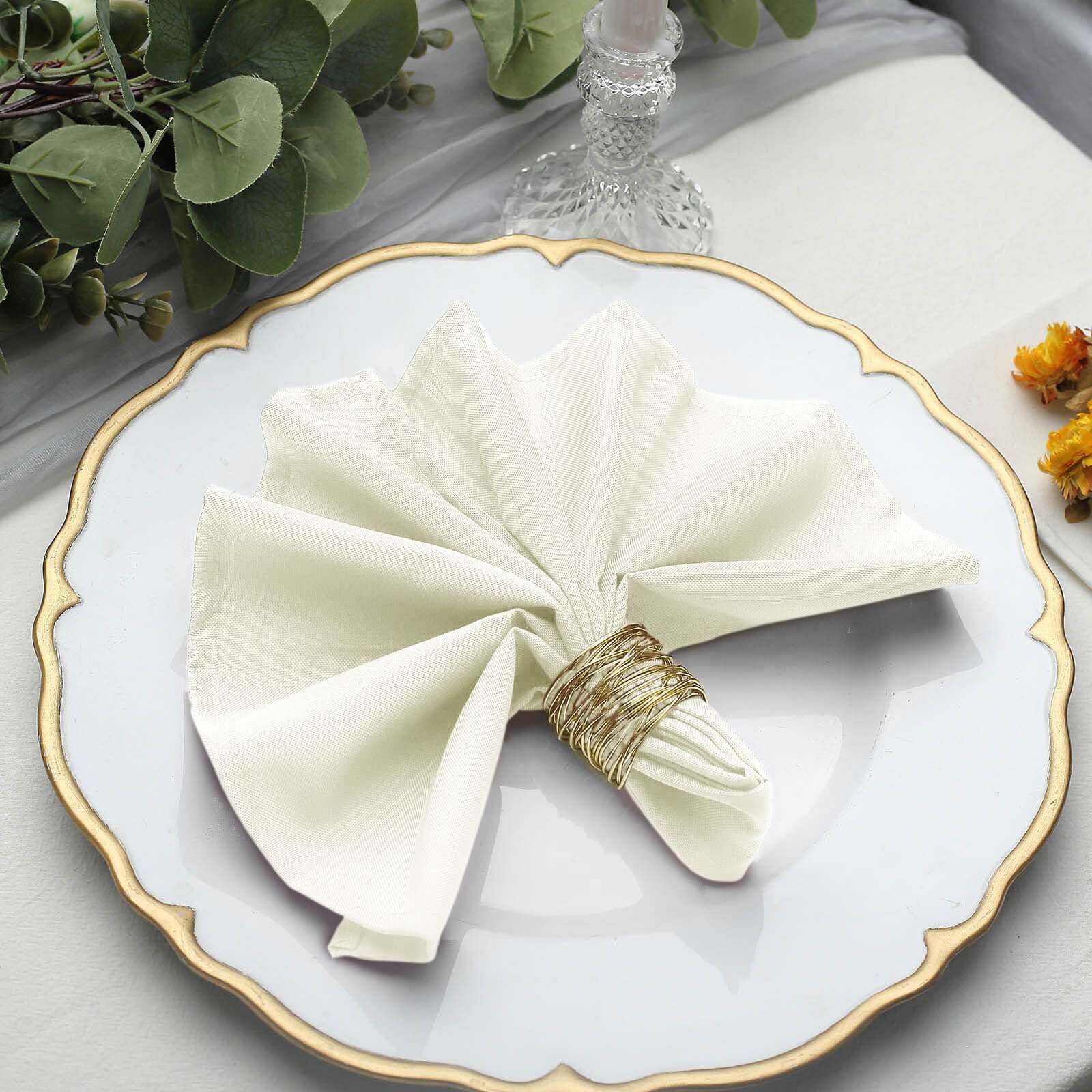 5 Pack Premium Polyester Napkins 17"x17" Ivory - Wrinkle Resistant & Easy Care Cloth Napkins - Image 5
