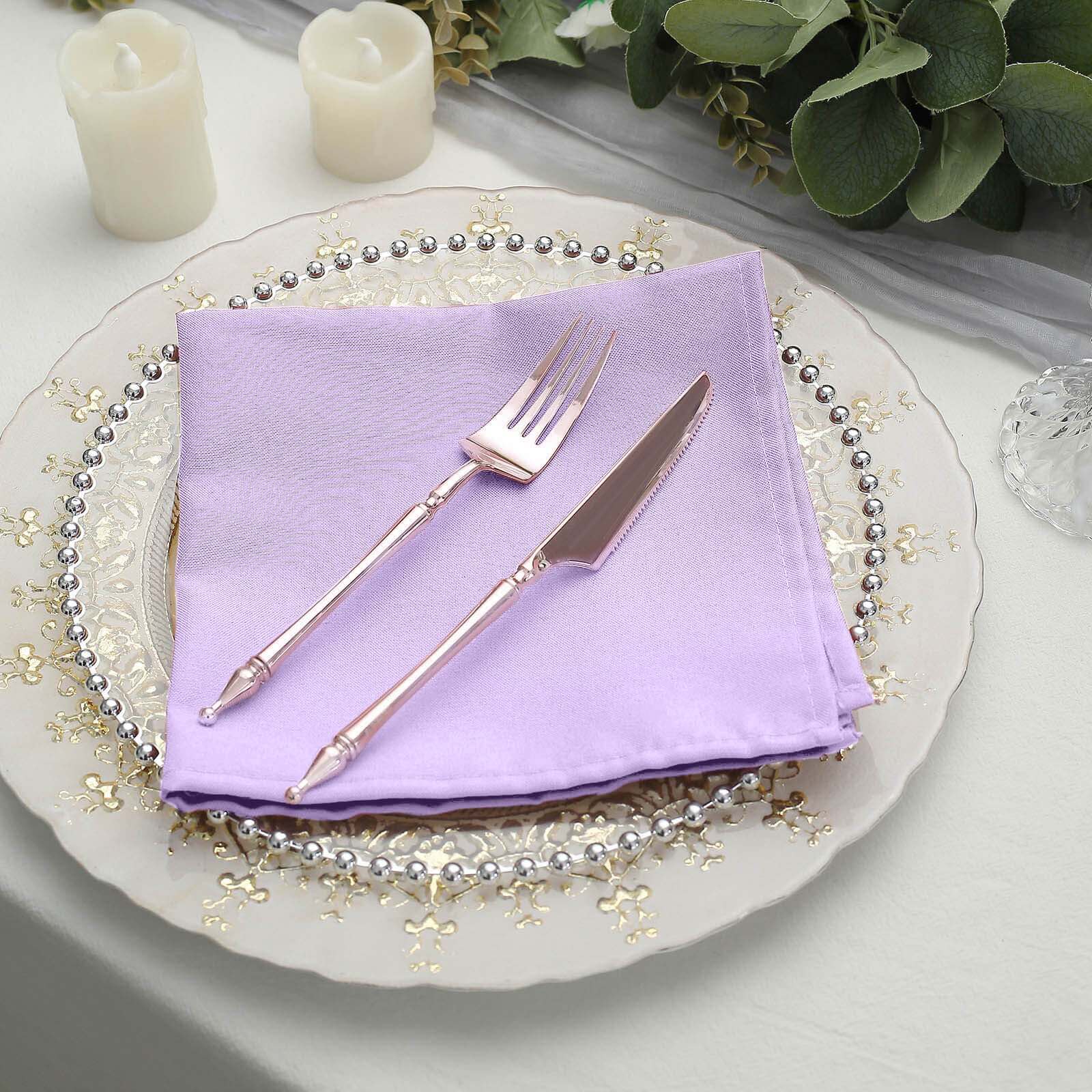 5 Pack Premium Polyester Napkins 17"x17" Lavender Lilac - Wrinkle Resistant & Easy Care Cloth Napkins - Image 6