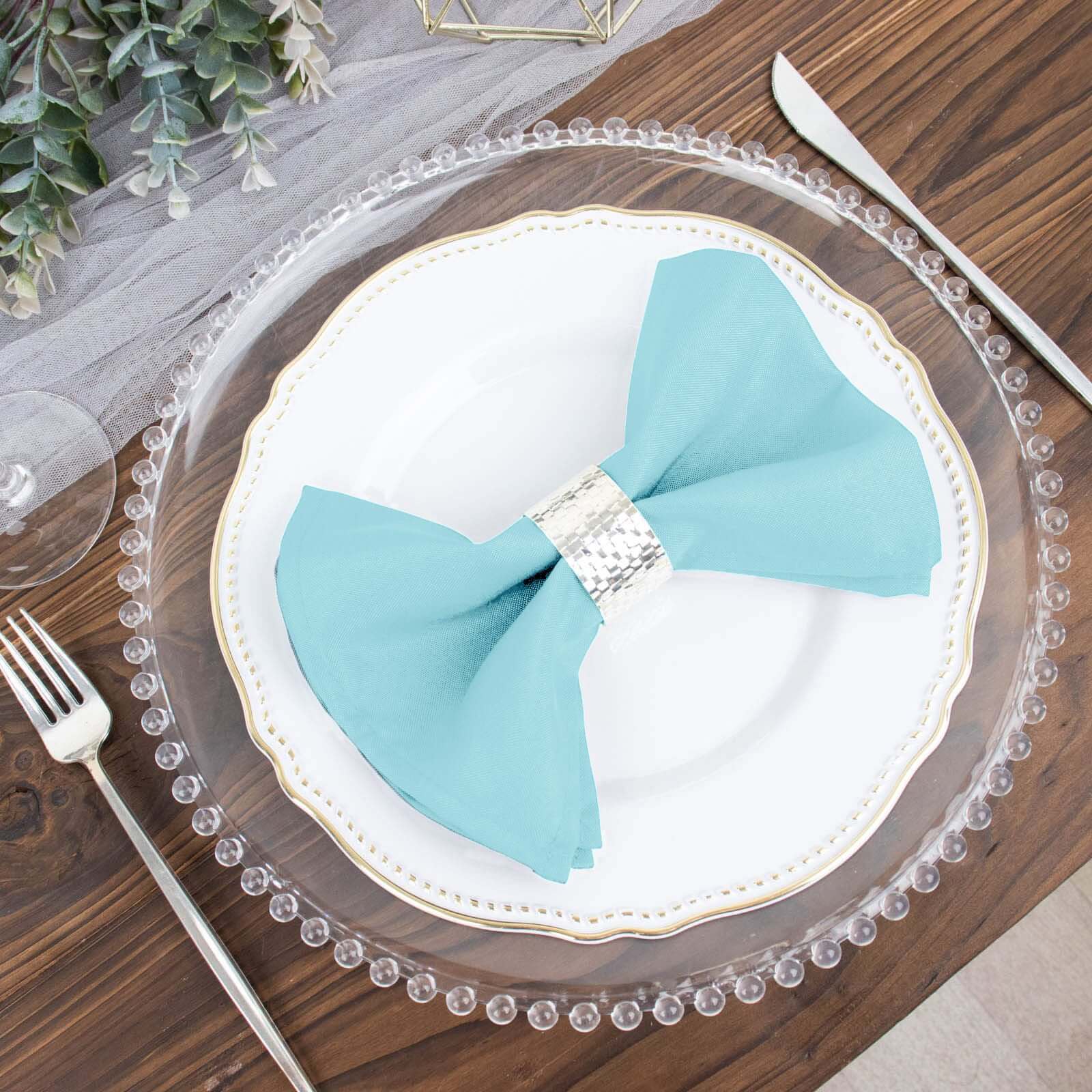 5 Pack Premium Polyester Napkins 17"x17" Light Blue - Wrinkle Resistant & Easy Care Cloth Napkins - Image 7