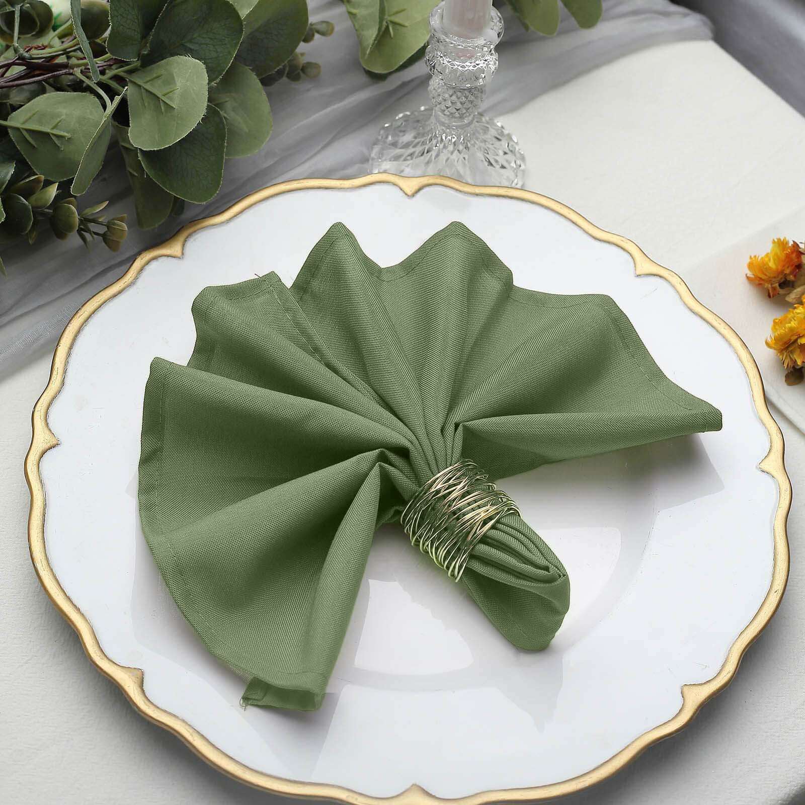 5 Pack Premium Polyester Napkins 17"x17" Olive Green - Wrinkle Resistant & Easy Care Cloth Napkins - Image 3