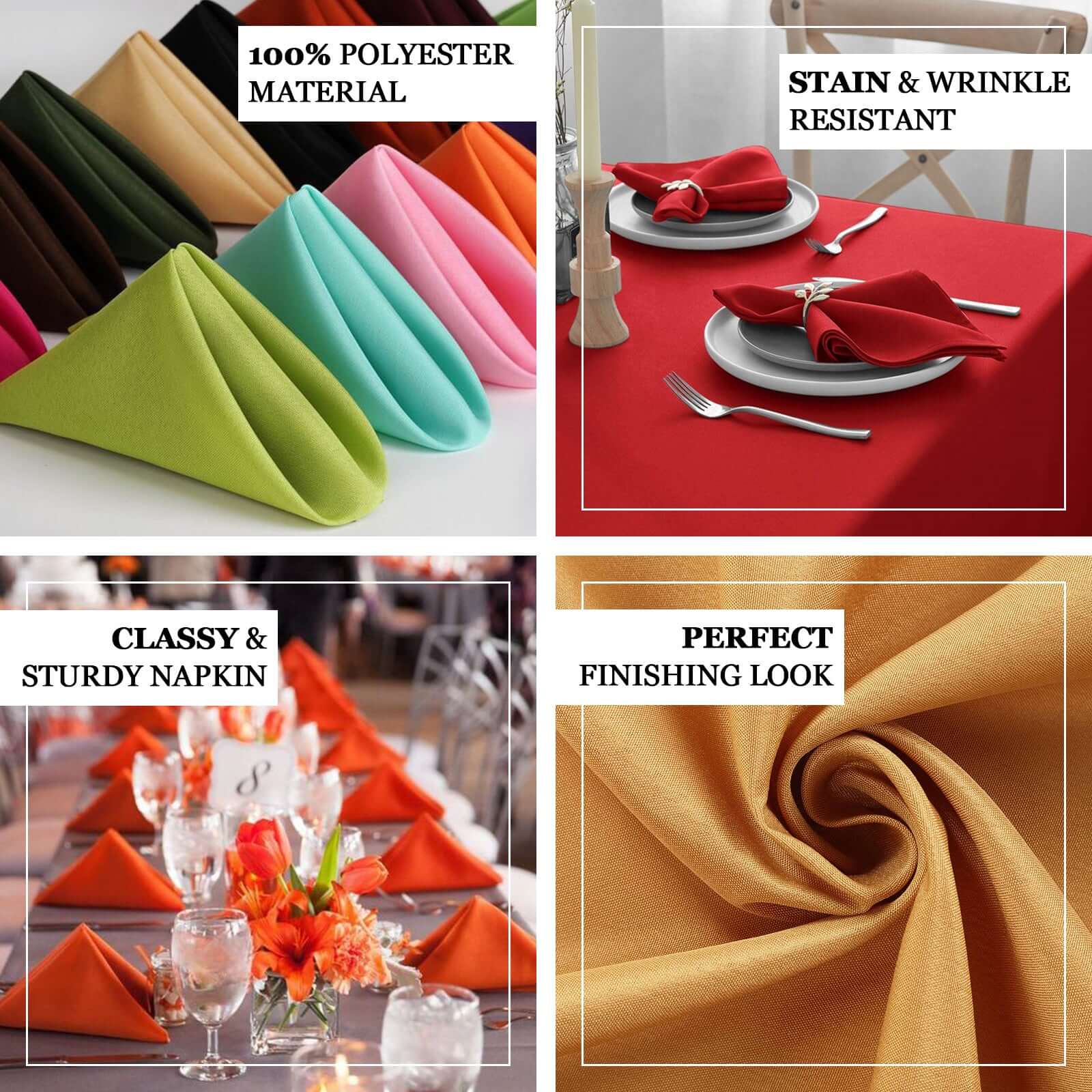 5 Pack Premium Polyester Napkins 17"x17" Olive Green - Wrinkle Resistant & Easy Care Cloth Napkins - Image 4
