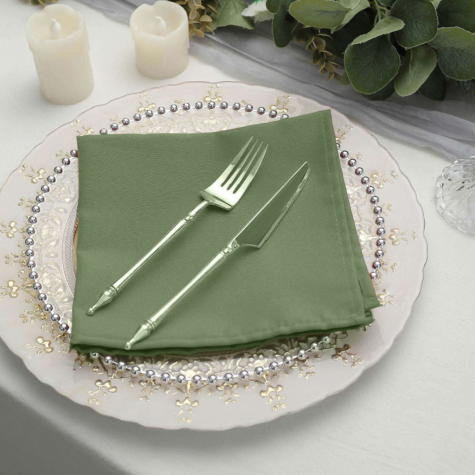 5 Pack Premium Polyester Napkins 17"x17" Olive Green - Wrinkle Resistant & Easy Care Cloth Napkins - Image 6