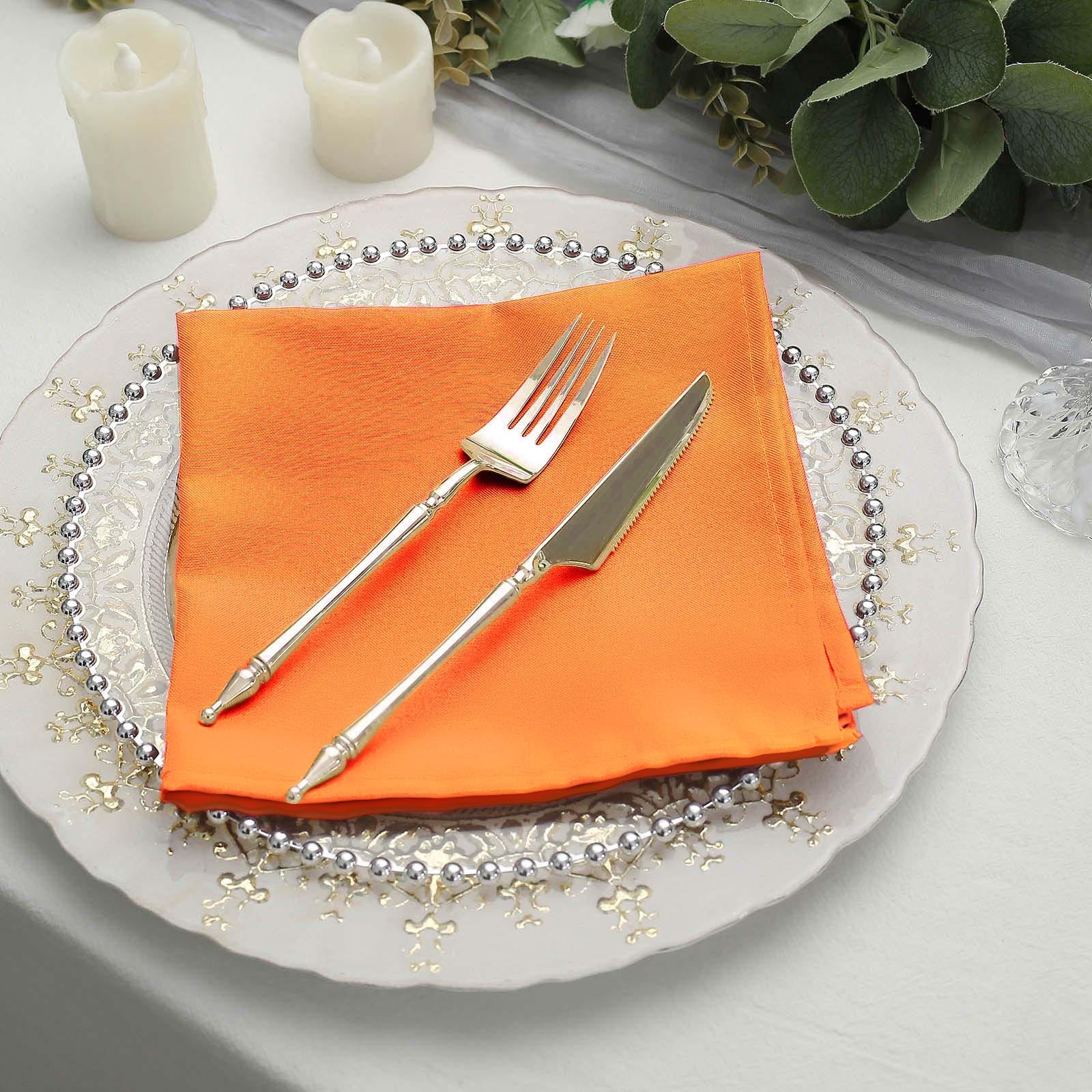 5 Pack Premium Polyester Napkins 17"x17" Orange - Wrinkle Resistant & Easy Care Cloth Napkins - Image 8