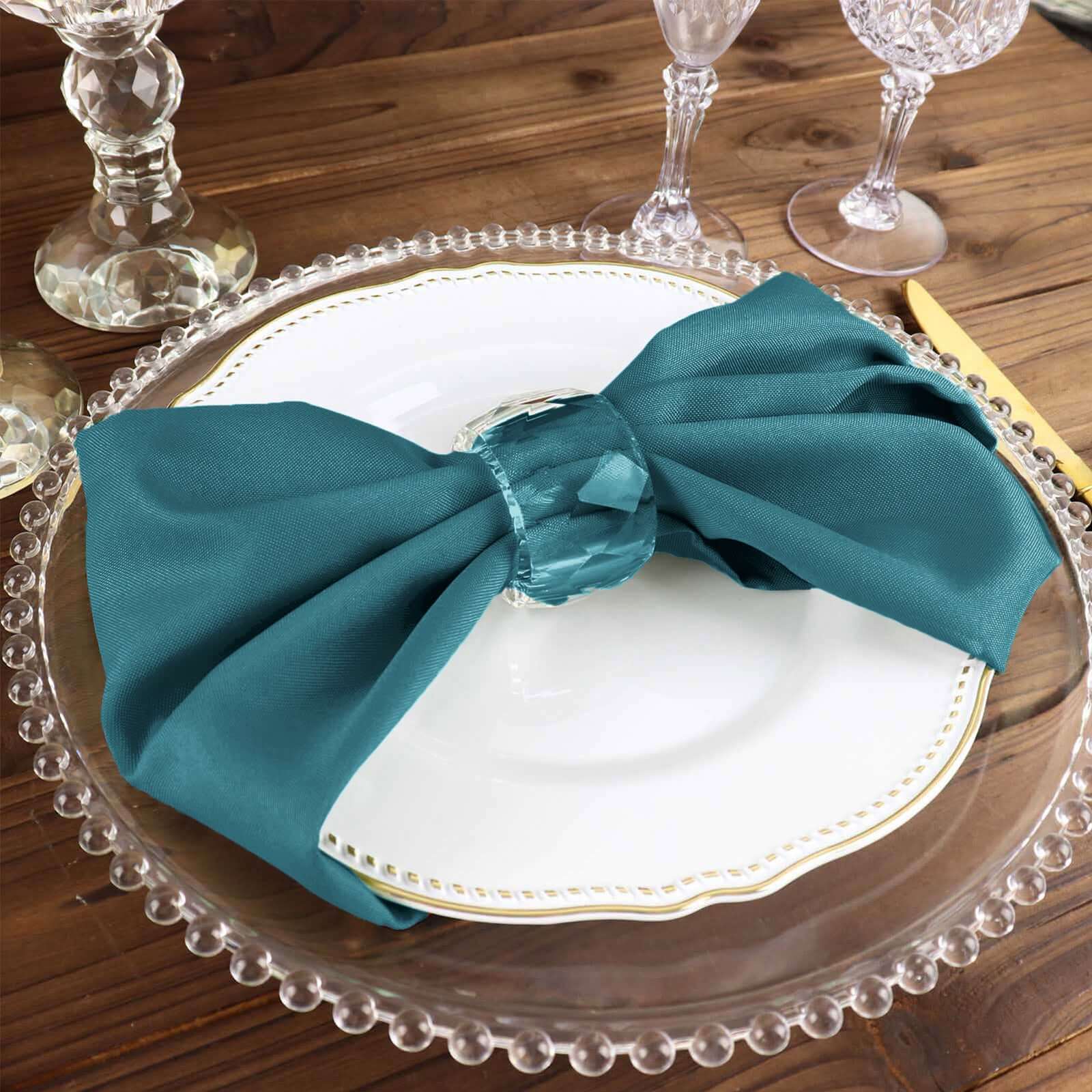 5 Pack Premium Polyester Napkins 17"x17" Peacock Teal - Wrinkle Resistant & Easy Care Cloth Napkins - Image 8