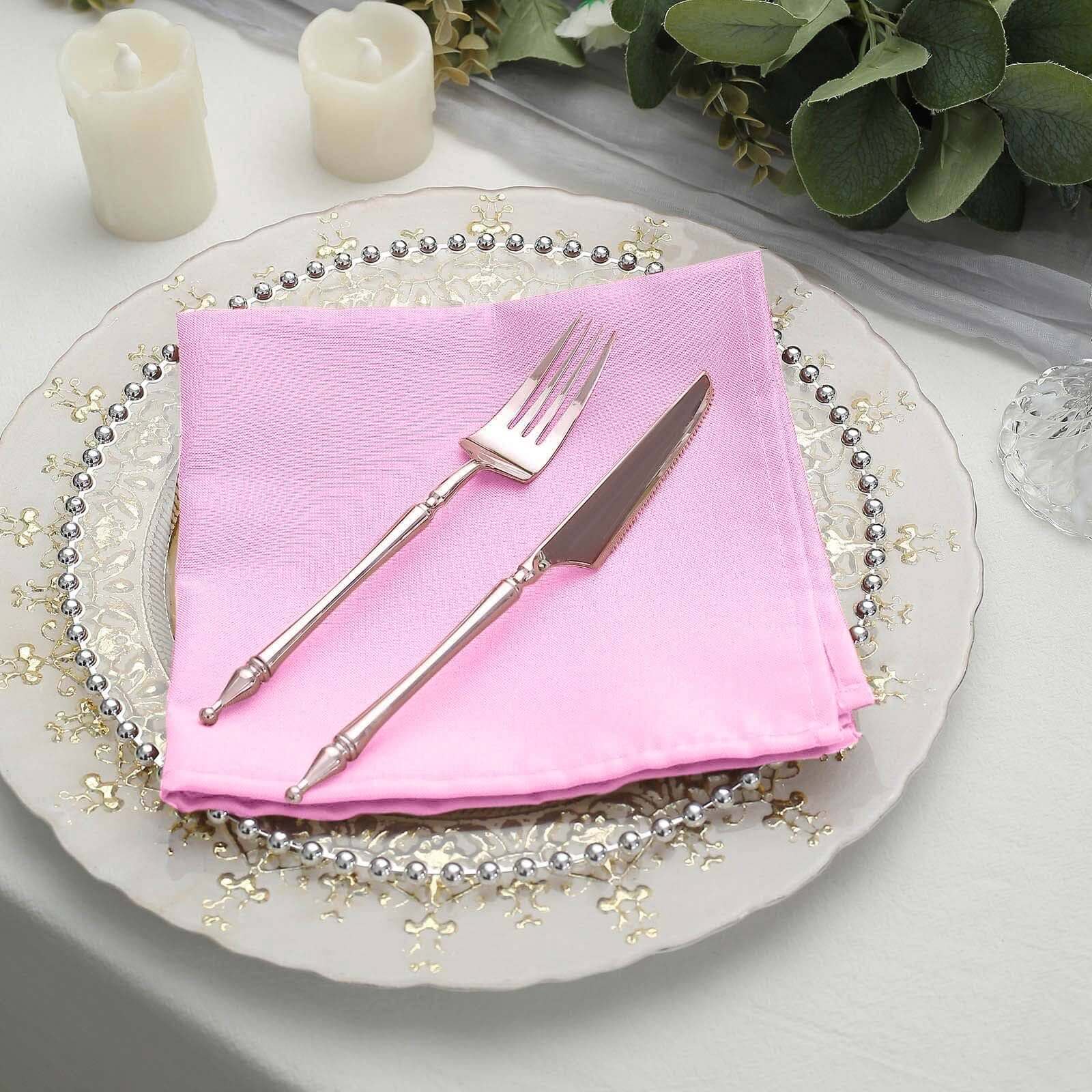 5 Pack Premium Polyester Napkins 17"x17" Pink - Wrinkle Resistant & Easy Care Cloth Napkins - Image 8