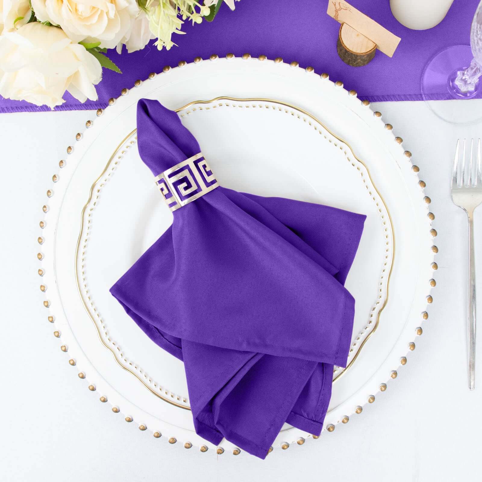 5 Pack Premium Polyester Napkins 17"x17" Purple - Wrinkle Resistant & Easy Care Cloth Napkins - Image 8