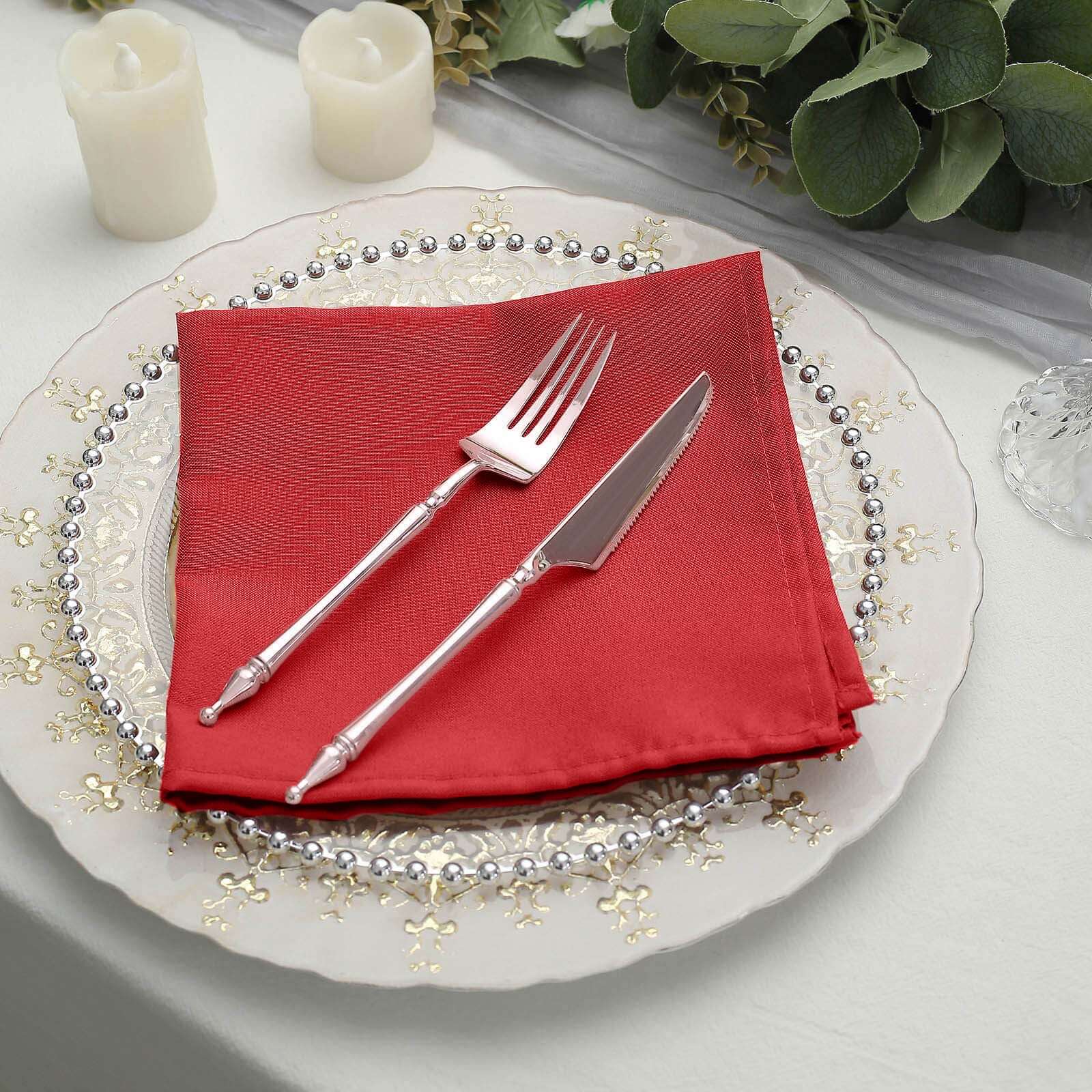 5 Pack Premium Polyester Napkins 17"x17" Red - Wrinkle Resistant & Easy Care Cloth Napkins - Image 7