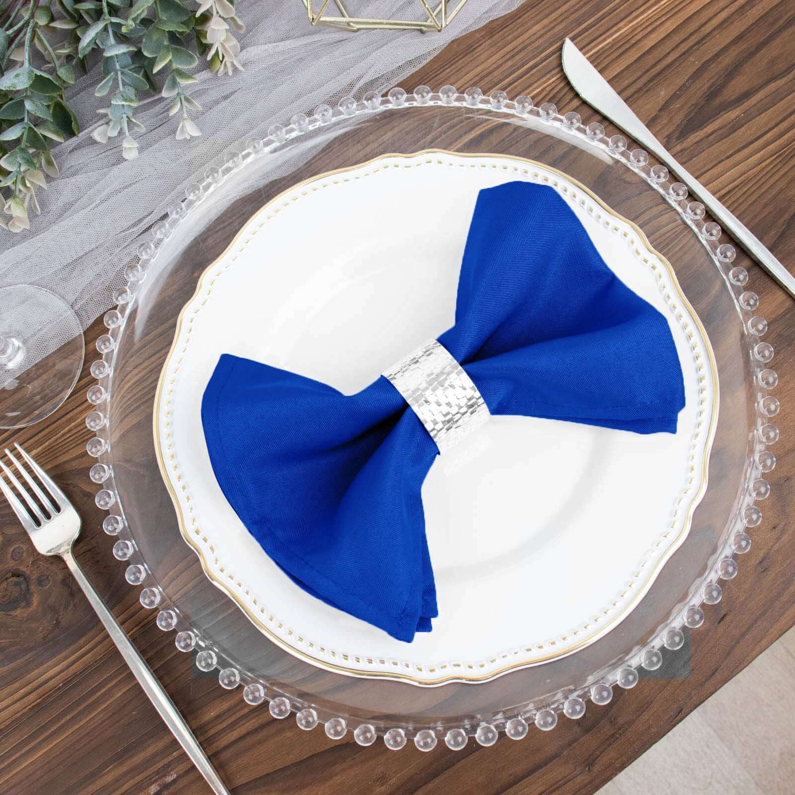 5 Pack Premium Polyester Napkins 17"x17" Royal Blue - Wrinkle Resistant & Easy Care Cloth Napkins - Image 5