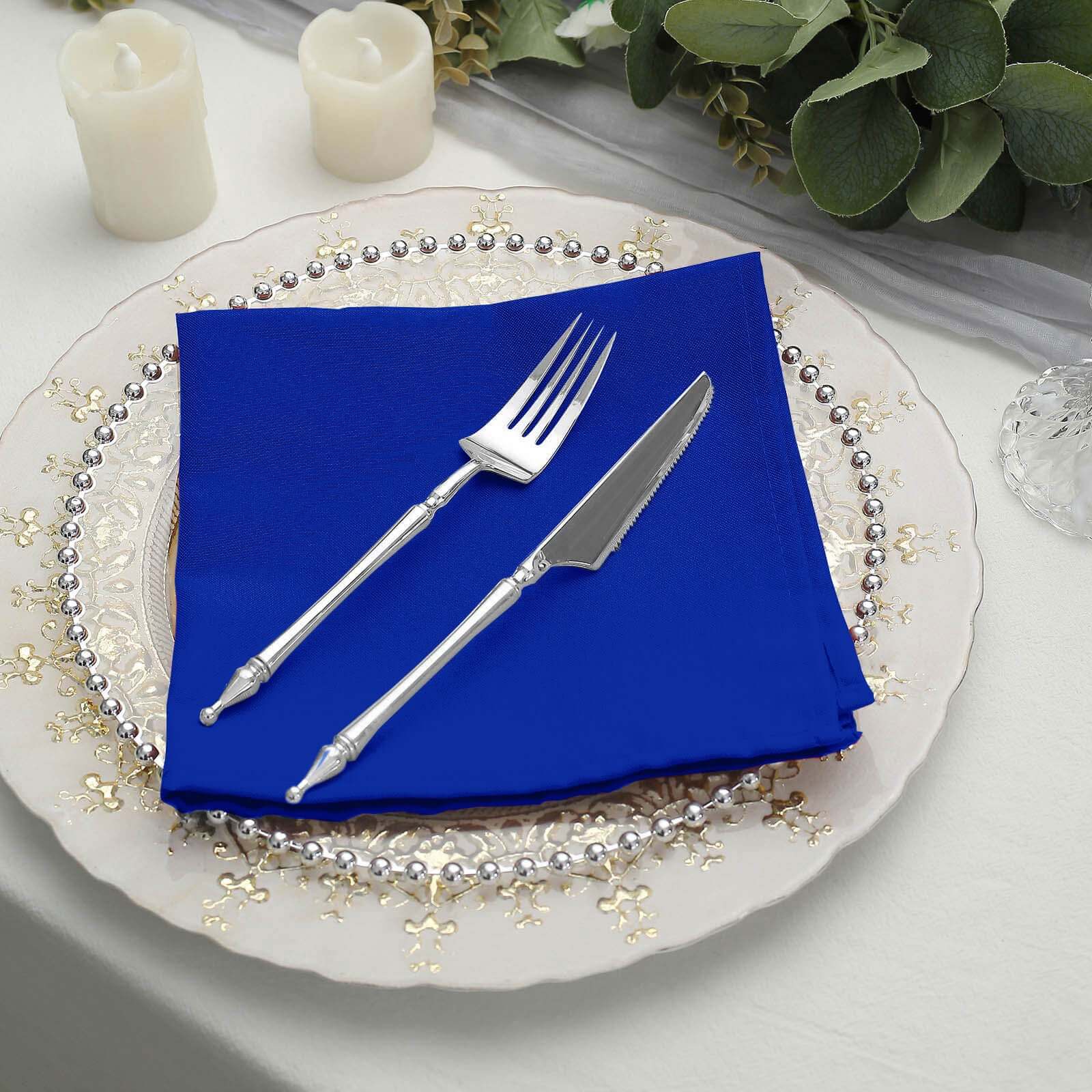 5 Pack Premium Polyester Napkins 17"x17" Royal Blue - Wrinkle Resistant & Easy Care Cloth Napkins - Image 6