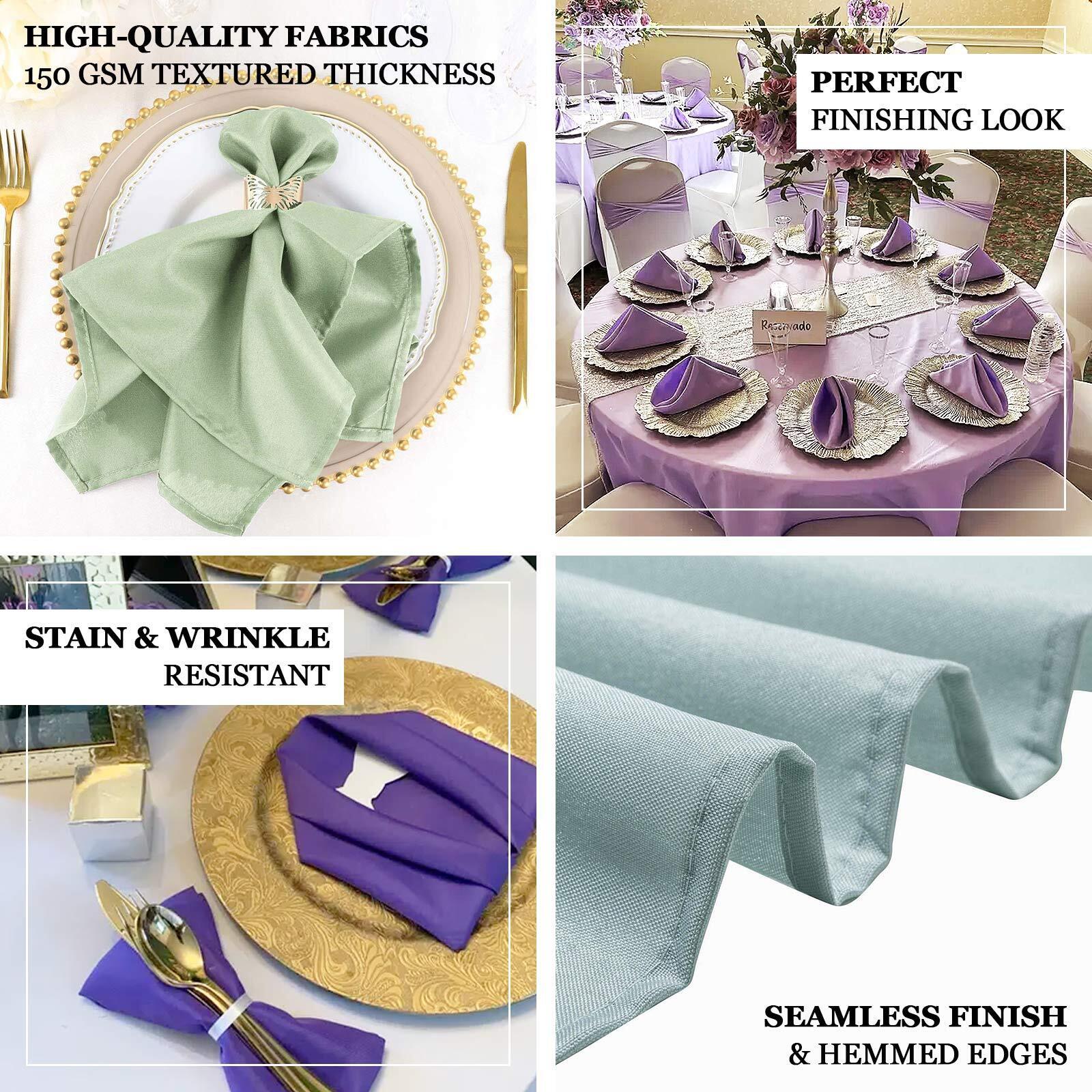 5 Pack Premium Polyester Napkins 17"x17" Sage Green - Wrinkle Resistant & Easy Care Cloth Napkins - Image 3