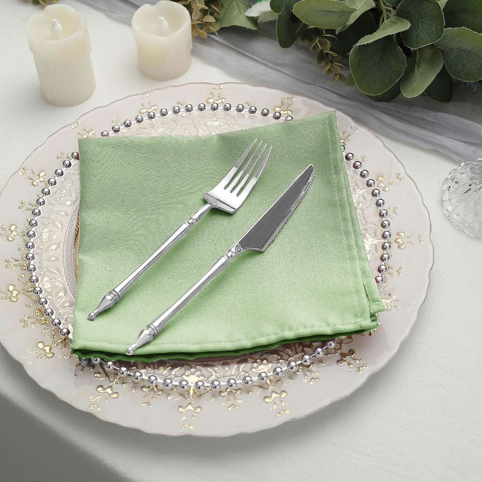 5 Pack Premium Polyester Napkins 17"x17" Sage Green - Wrinkle Resistant & Easy Care Cloth Napkins - Image 5