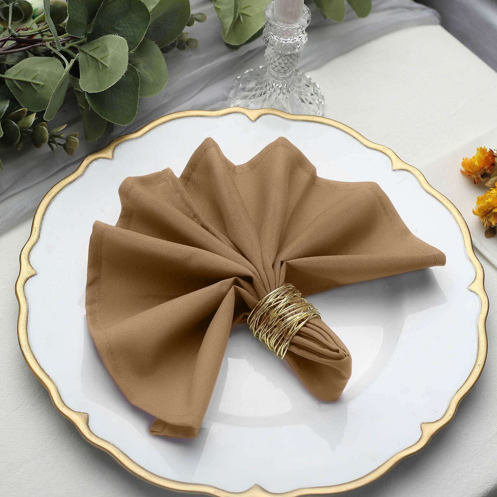 5 Pack Premium Polyester Napkins 17"x17" Taupe - Wrinkle Resistant & Easy Care Cloth Napkins - Image 8