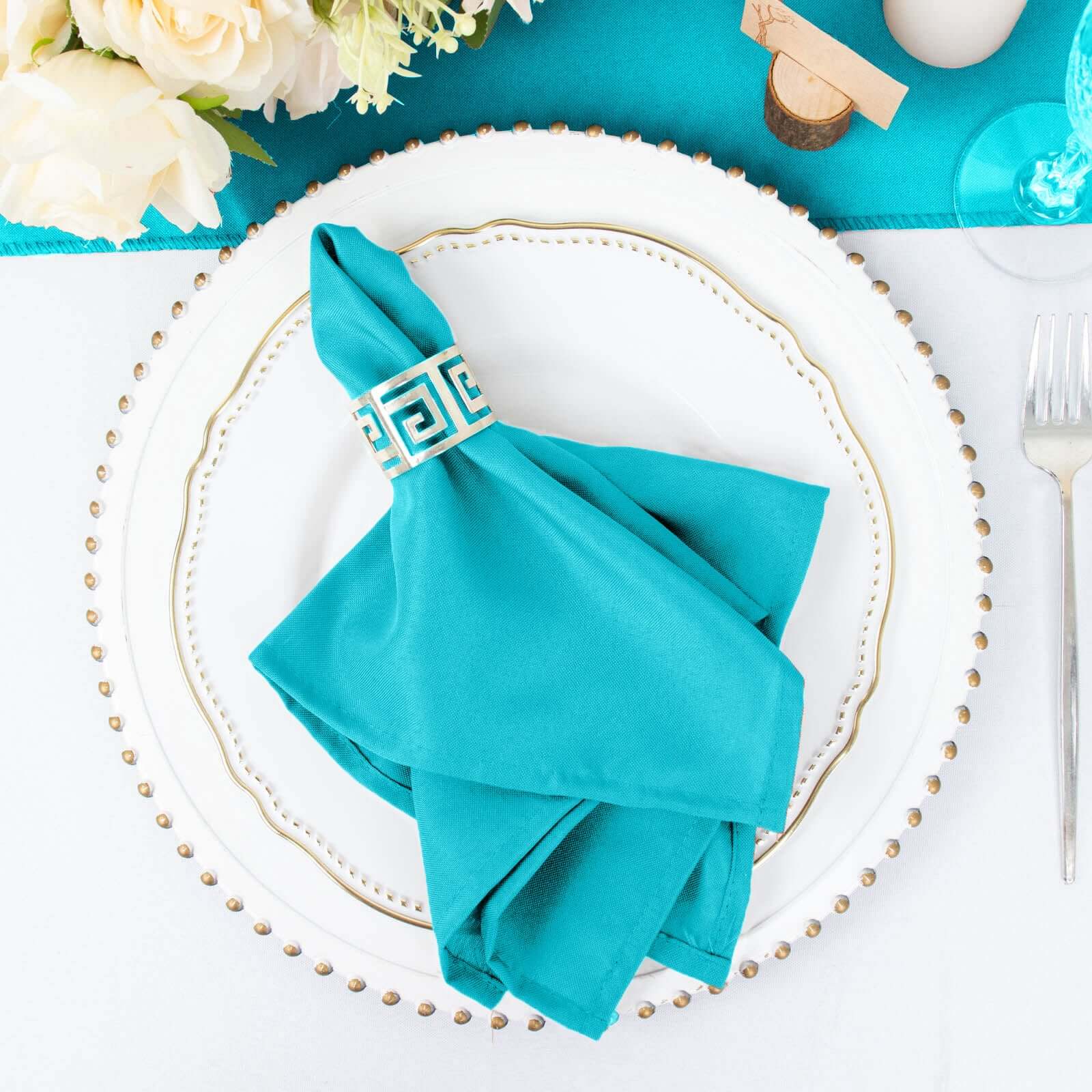 5 Pack Premium Polyester Napkins 17"x17" Turquoise - Wrinkle Resistant & Easy Care Cloth Napkins - Image 7
