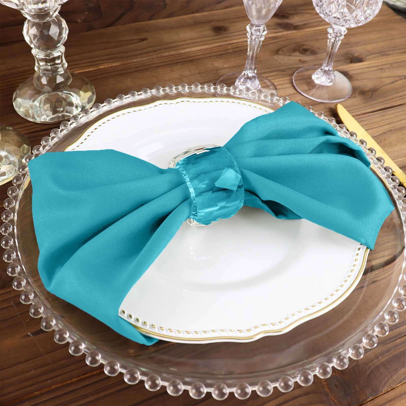 5 Pack Premium Polyester Napkins 17"x17" Turquoise - Wrinkle Resistant & Easy Care Cloth Napkins - Image 8