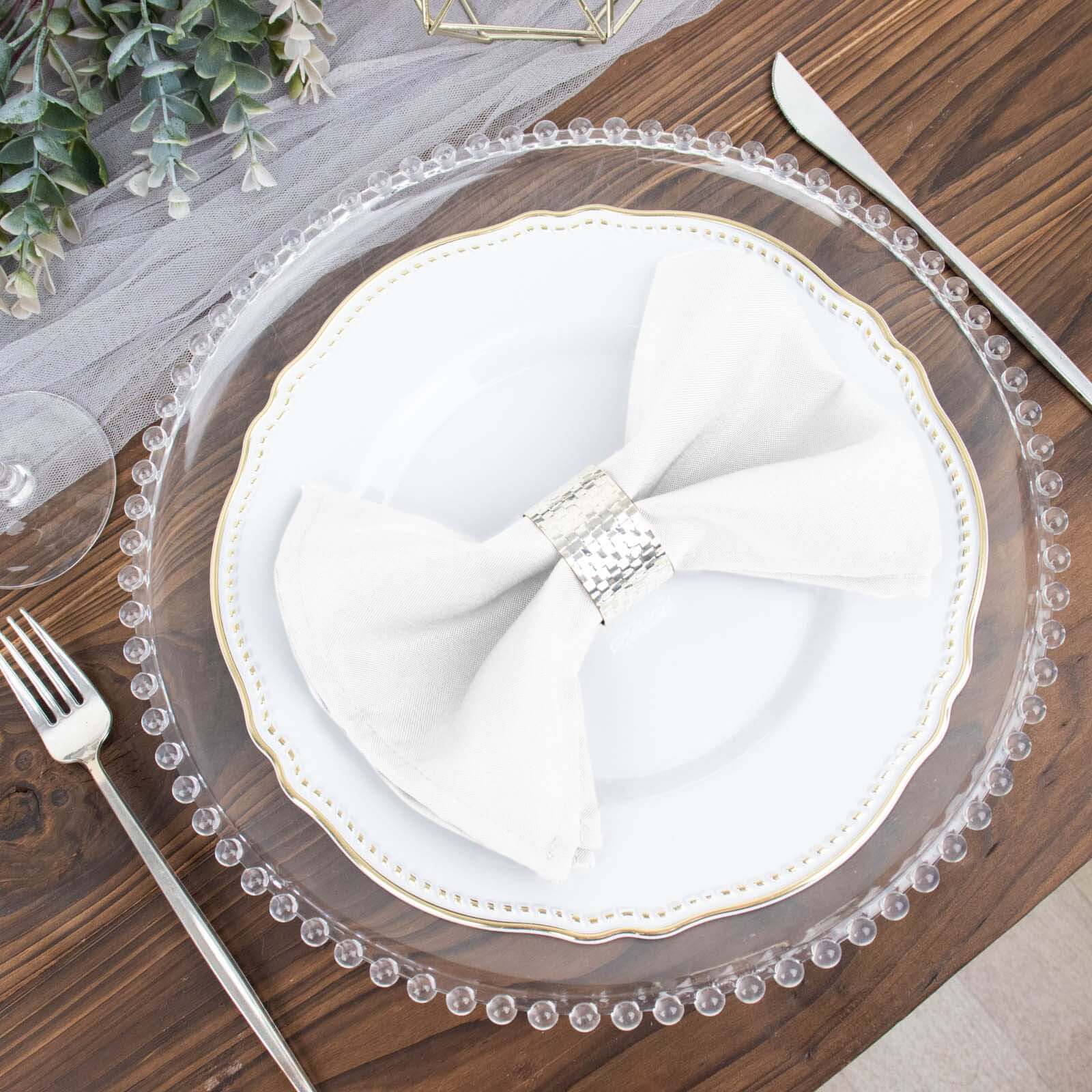 5 Pack Premium Polyester Napkins 17"x17" White - Wrinkle Resistant Easy Care Cloth Napkins for Wedding & Events - Image 2