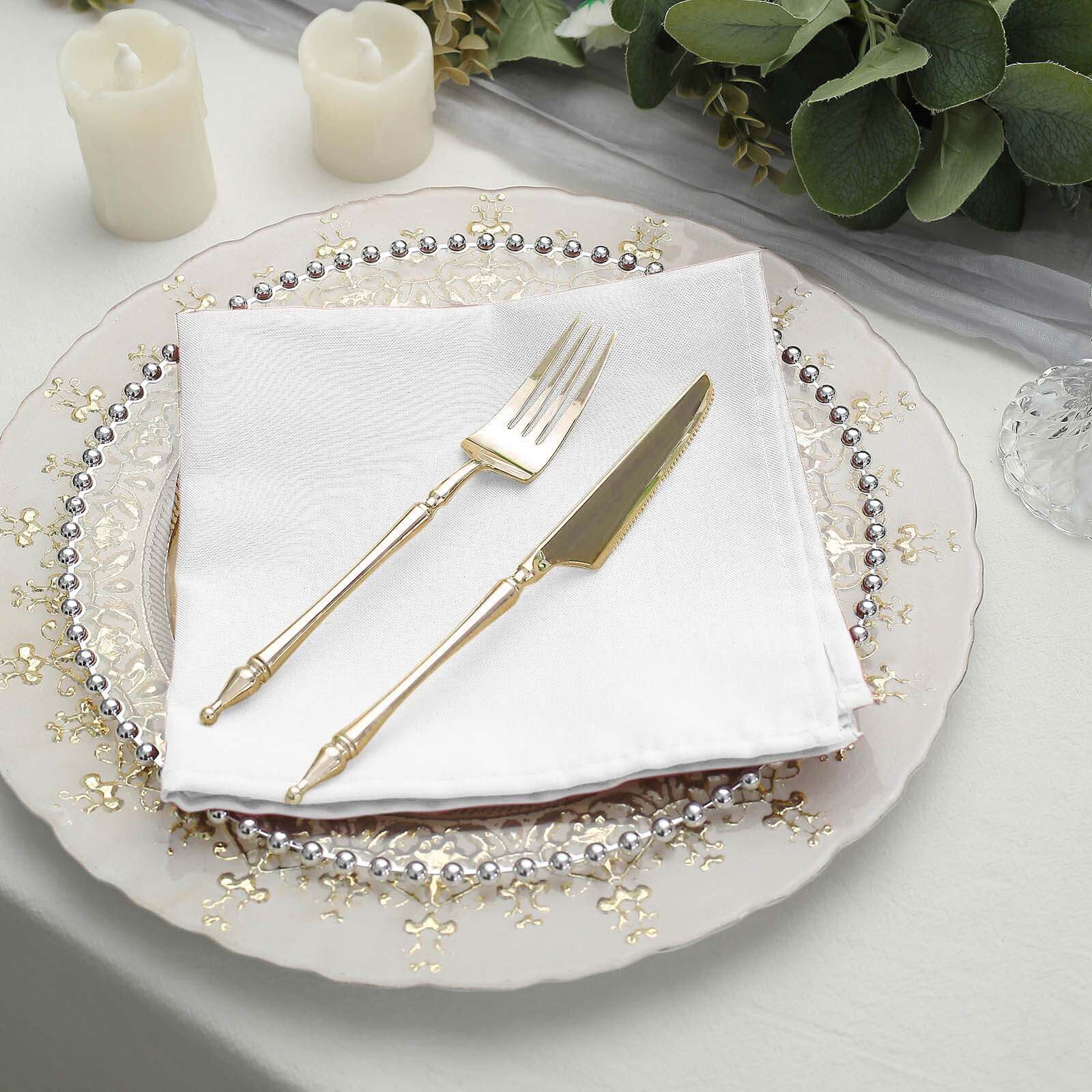 5 Pack Premium Polyester Napkins 17"x17" White - Wrinkle Resistant Easy Care Cloth Napkins for Wedding & Events - Image 6