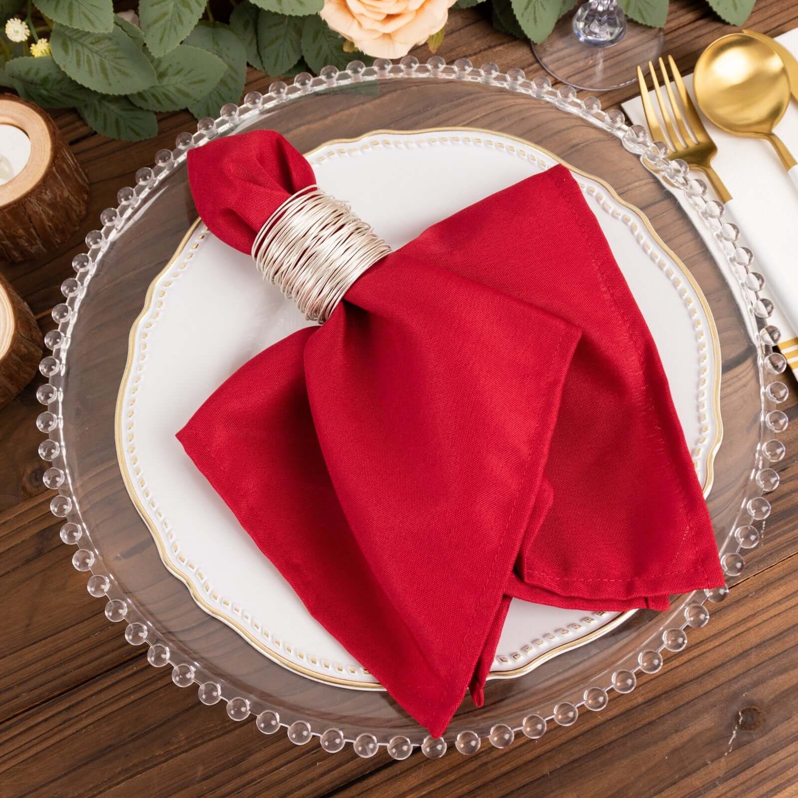 5 Pack Premium Polyester Napkins 17"x17" Wine - Wrinkle Resistant & Easy Care Cloth Napkins - Image 7
