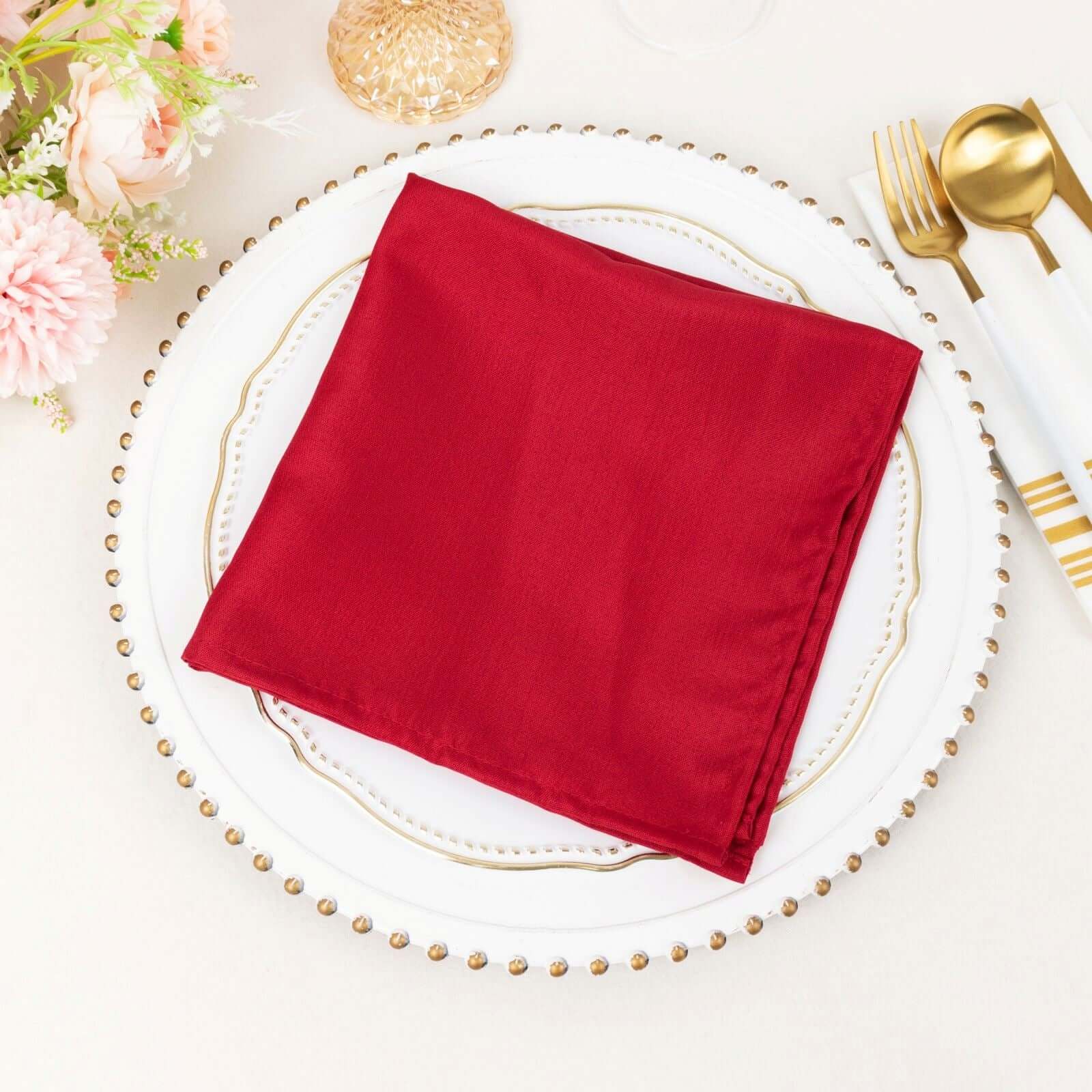 5 Pack Premium Polyester Napkins 17"x17" Wine - Wrinkle Resistant & Easy Care Cloth Napkins - Image 8