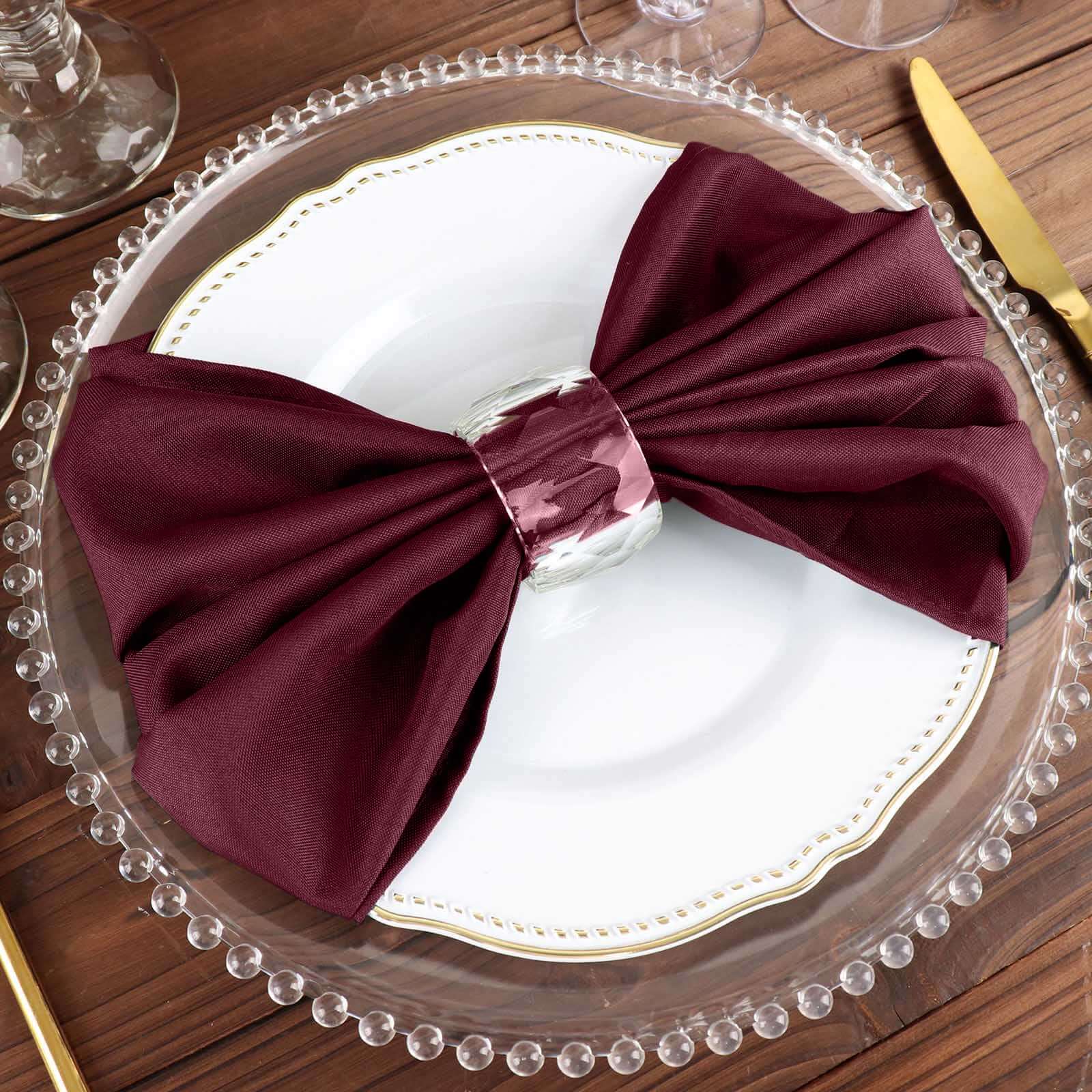 5 Pack Premium Polyester Napkins 20"x20" Burgundy - Durable & Wrinkle Resistant Dinner Napkins - Image 8