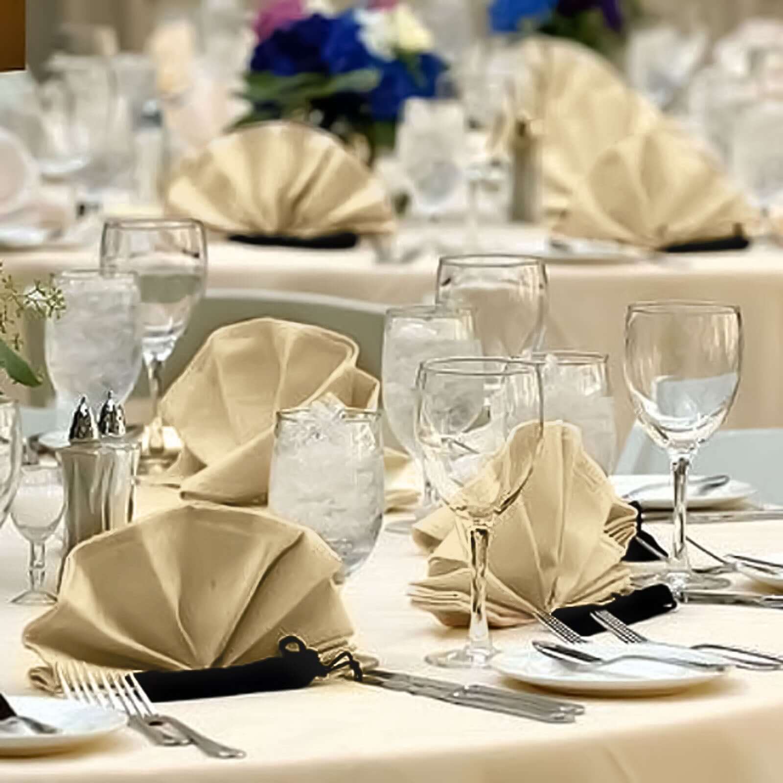5 Pack Premium Polyester Napkins 20"x20" Champagne - Durable & Wrinkle Resistant Dinner Napkins - Image 2