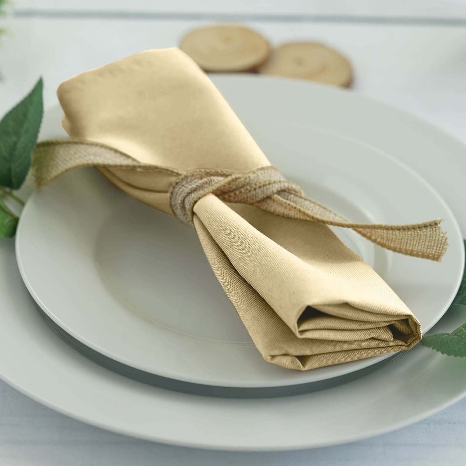 5 Pack Premium Polyester Napkins 20"x20" Champagne - Durable & Wrinkle Resistant Dinner Napkins - Image 6