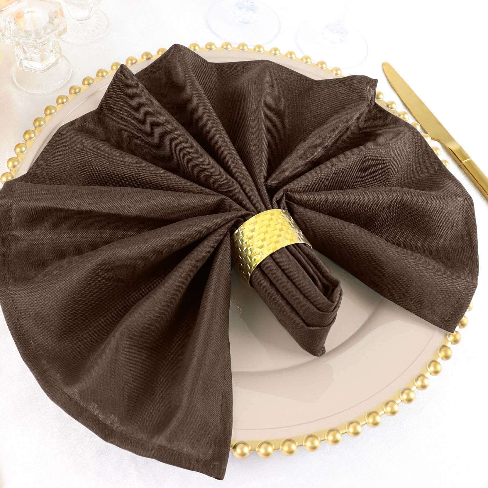 5 Pack Premium Polyester Napkins 20"x20" Chocolate - Durable & Wrinkle Resistant Dinner Napkins - Image 6