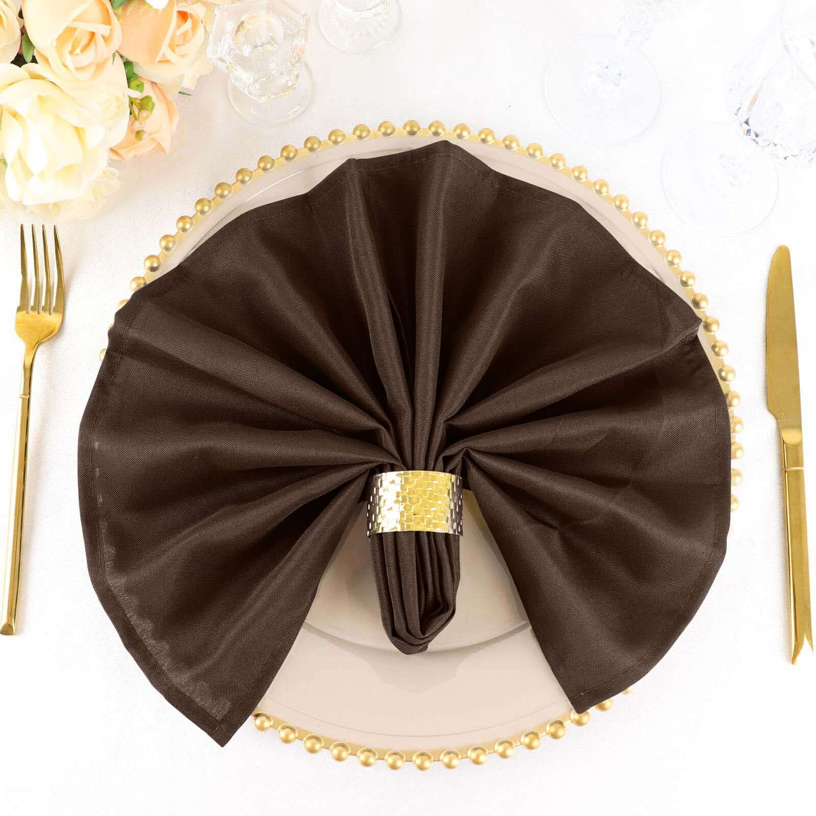 5 Pack Premium Polyester Napkins 20"x20" Chocolate - Durable & Wrinkle Resistant Dinner Napkins - Image 8