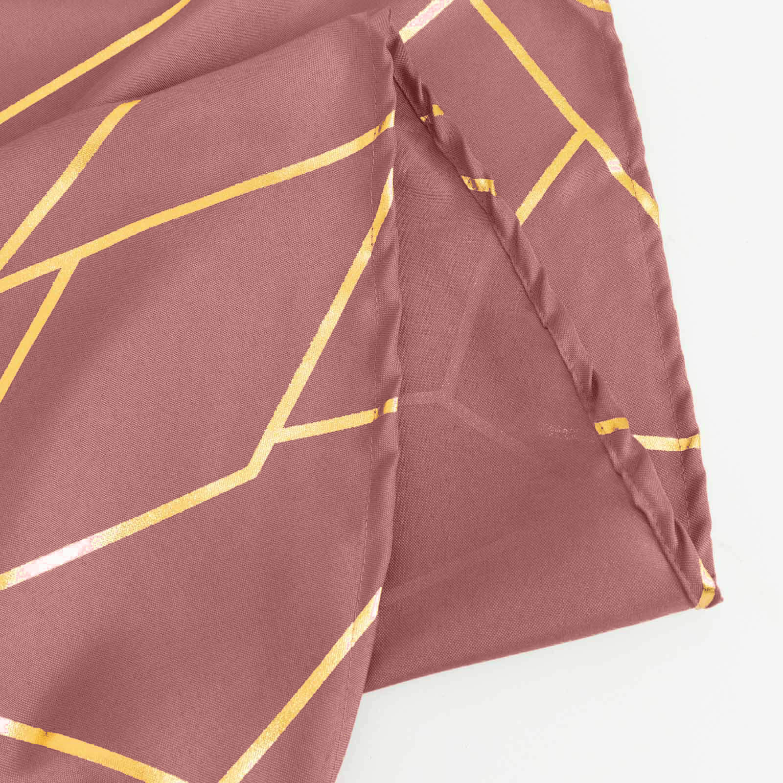 5 Pack Polyester Napkins 20"x20" Cinnamon Rose with Gold Geometric Foil Pattern - Modern Reusable Cloth Napkins - Image 3