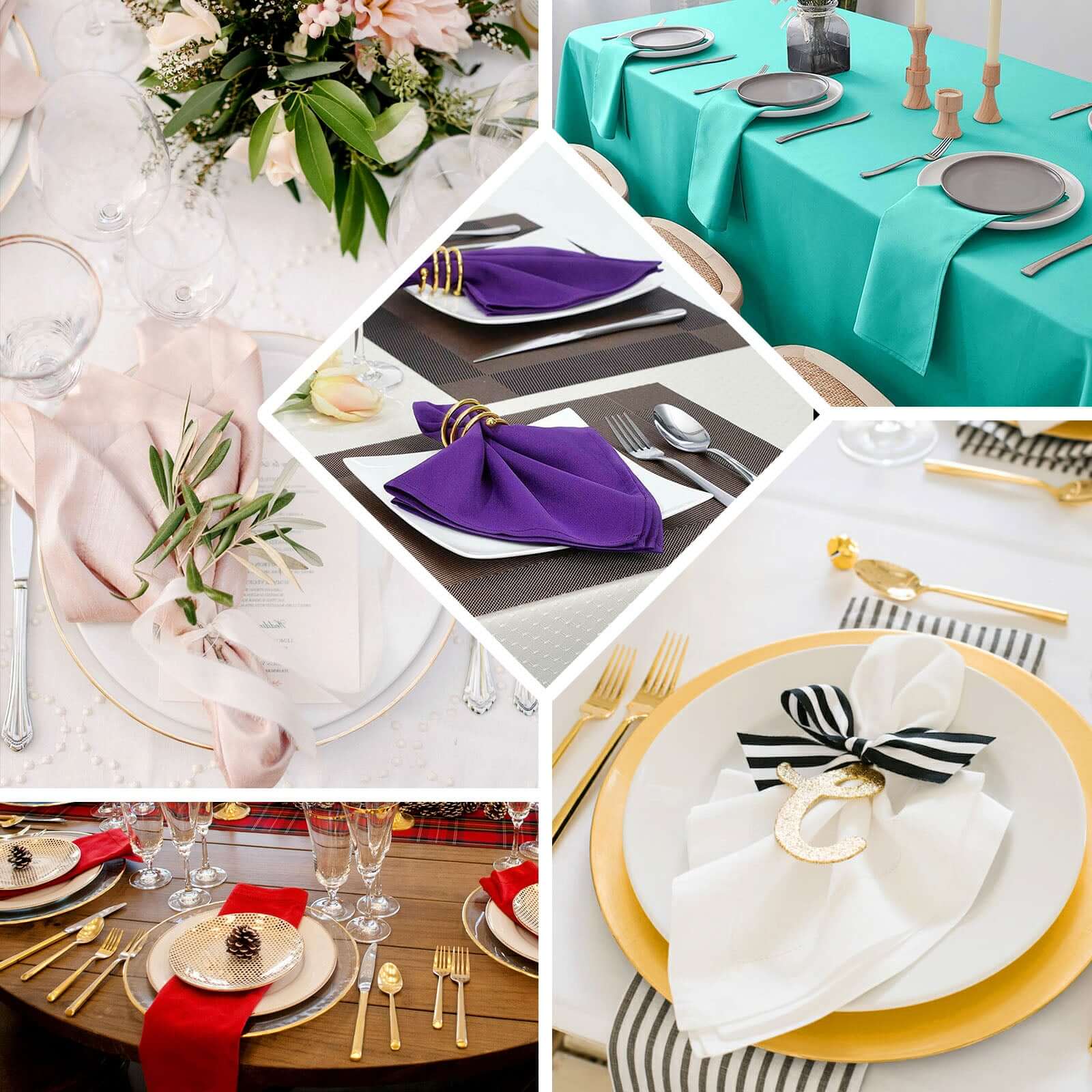 5 Pack Premium Polyester Napkins 20"x20" Dusty Blue - Durable & Wrinkle Resistant Dinner Napkins - Image 5