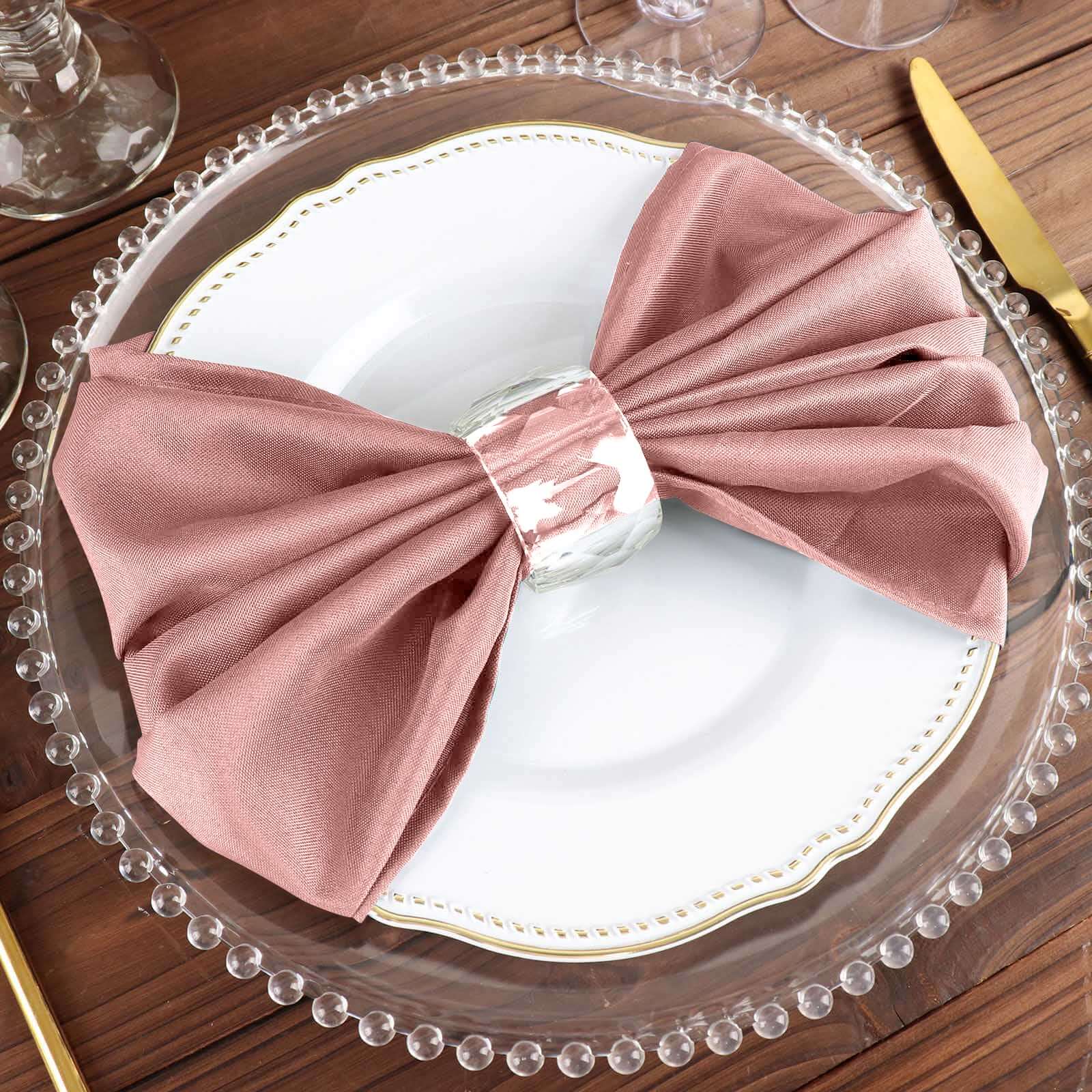 5 Pack Premium Polyester Napkins 20"x20" Dusty Rose - Durable & Wrinkle Resistant Dinner Napkins - Image 6