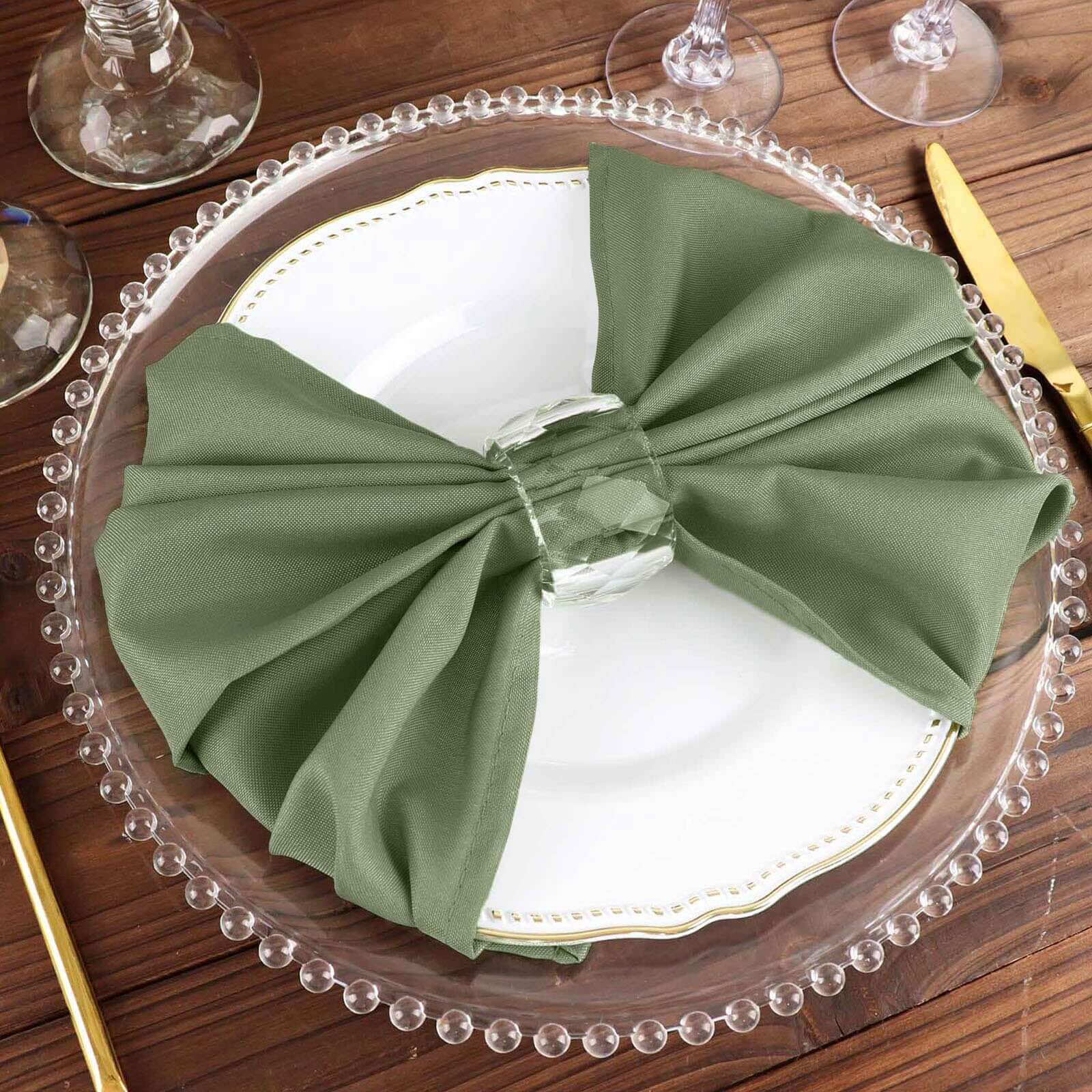 5 Pack Premium Polyester Napkins 20"x20" Dusty Sage Green - Durable & Wrinkle Resistant Dinner Napkins - Image 6