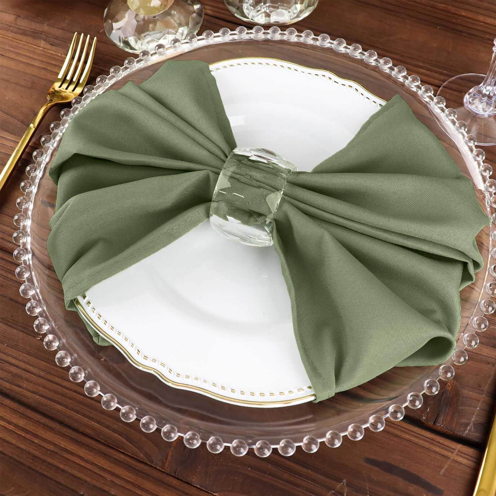 5 Pack Premium Polyester Napkins 20"x20" Dusty Sage Green - Durable & Wrinkle Resistant Dinner Napkins - Image 7