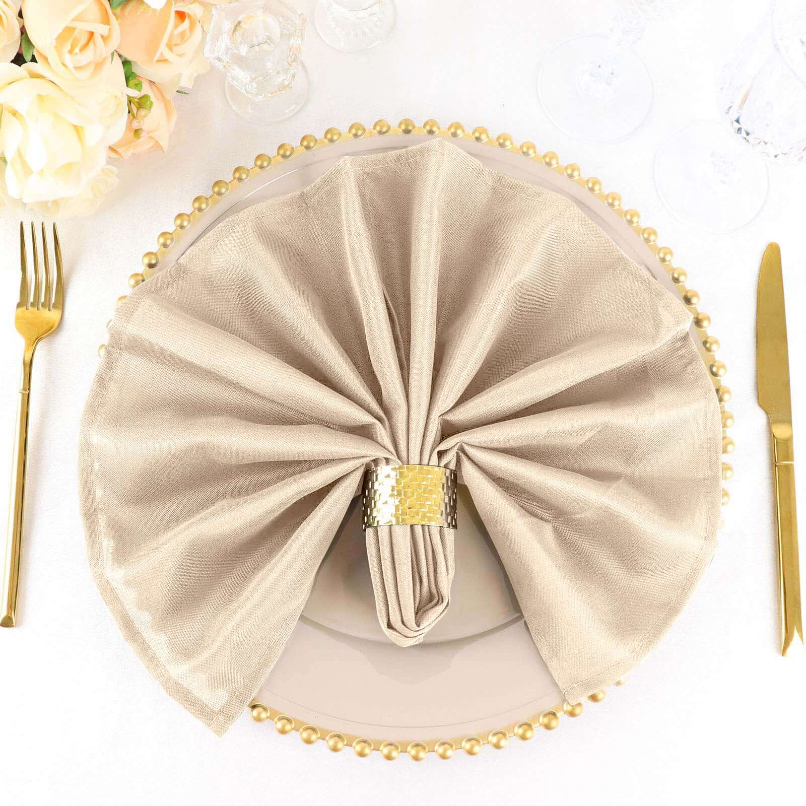 5 Pack Premium Polyester Napkins 20"x20" Nude - Durable & Wrinkle Resistant Dinner Napkins - Image 10