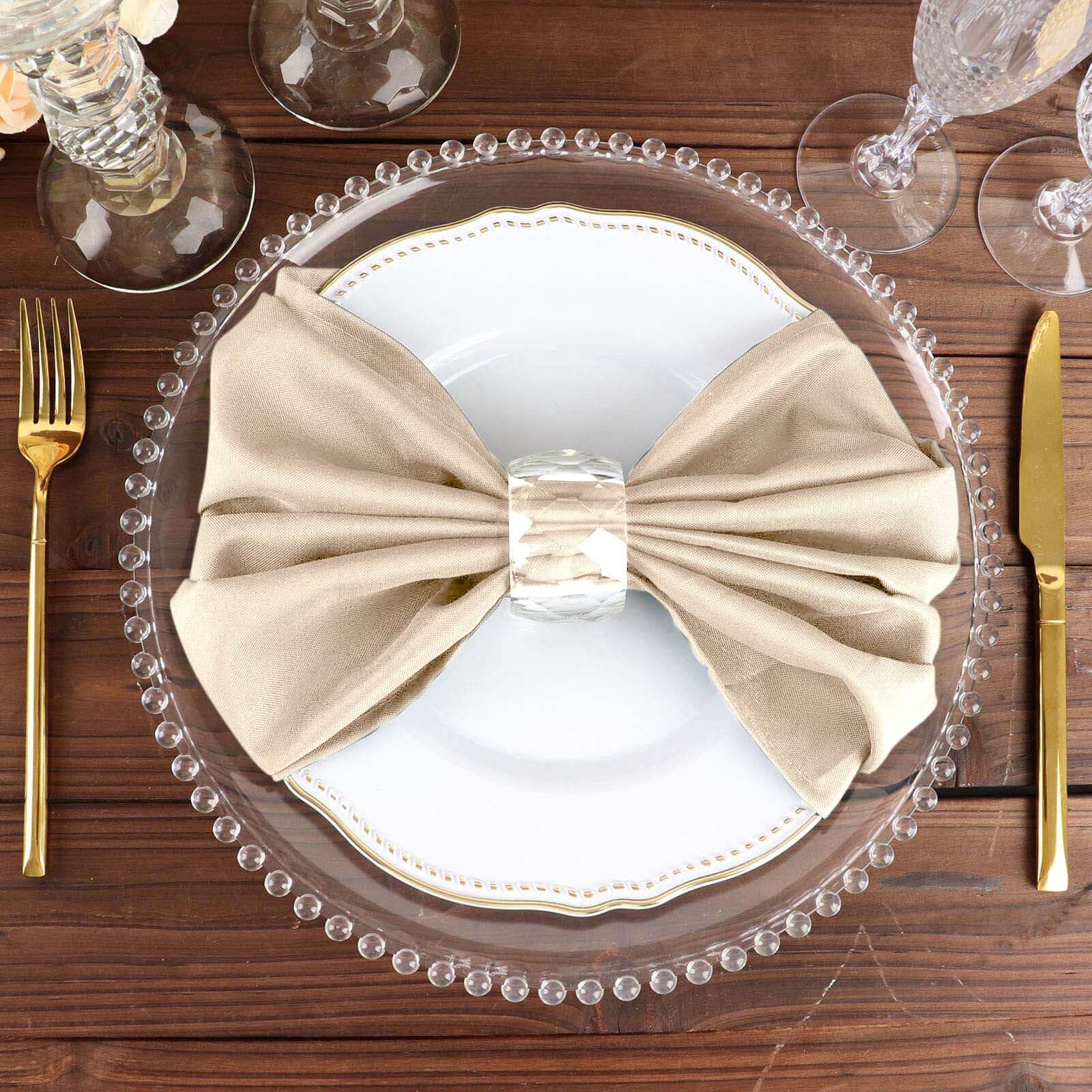5 Pack Premium Polyester Napkins 20"x20" Nude - Durable & Wrinkle Resistant Dinner Napkins - Image 6