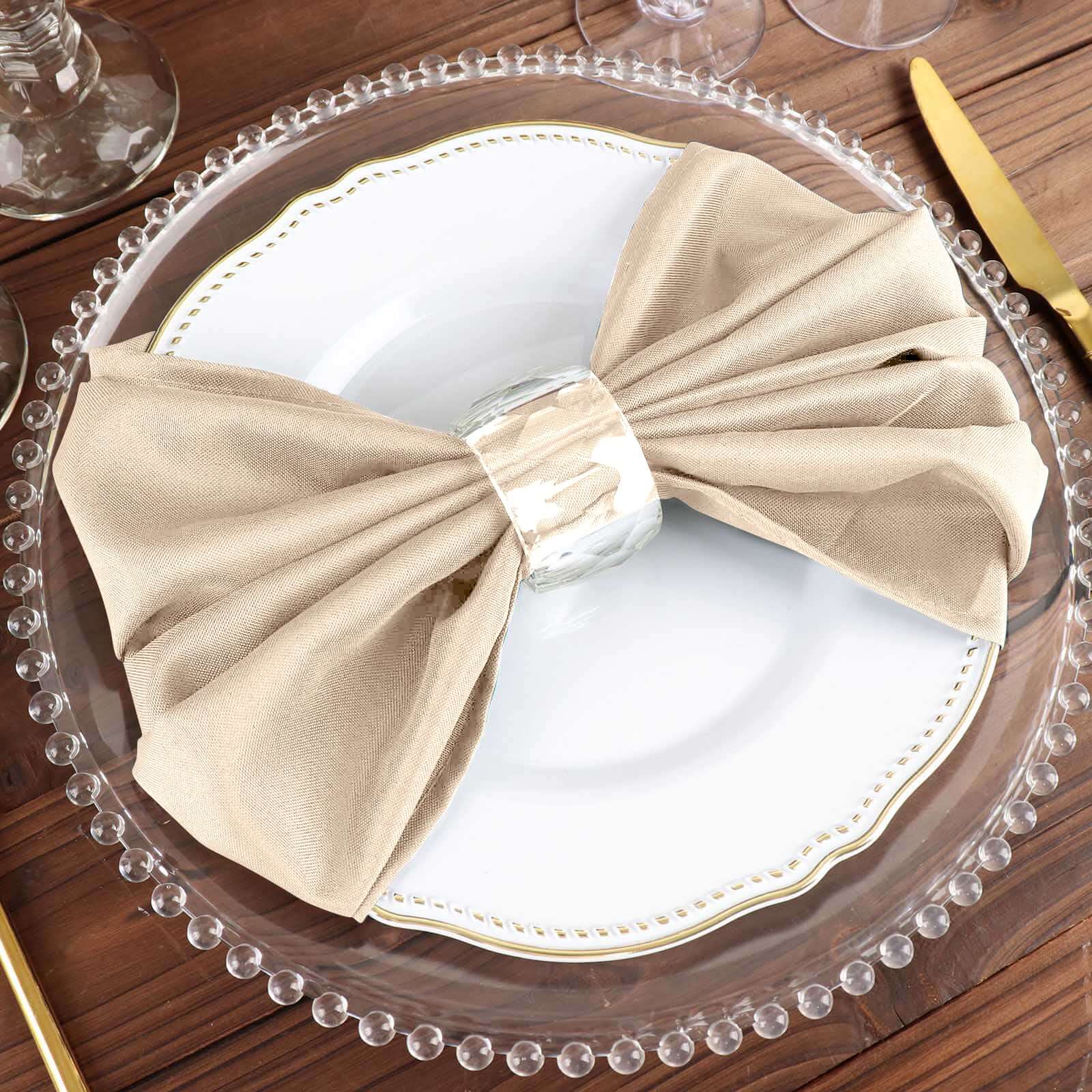 5 Pack Premium Polyester Napkins 20"x20" Nude - Durable & Wrinkle Resistant Dinner Napkins - Image 9