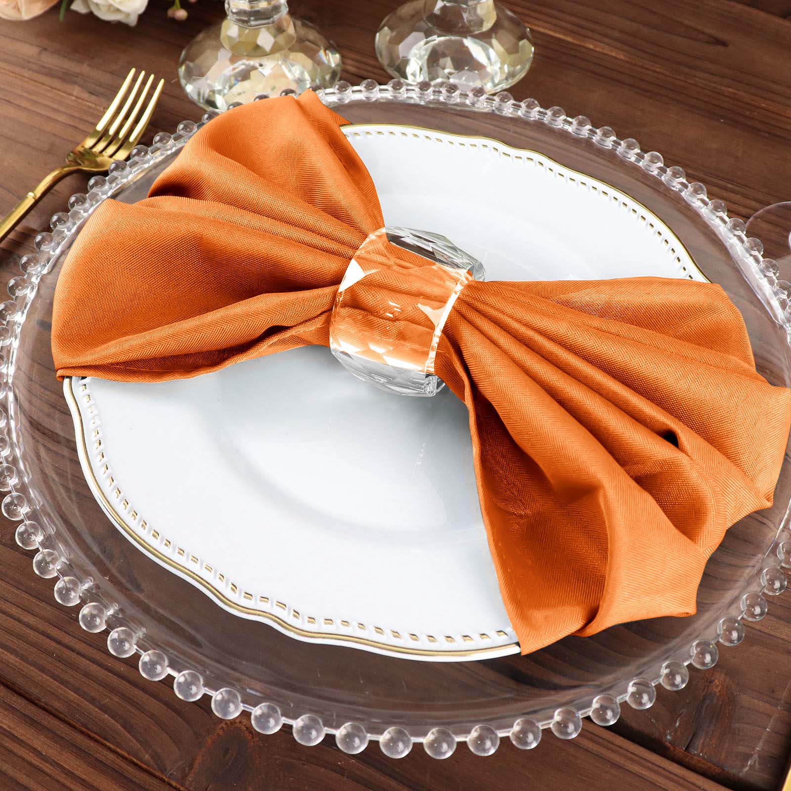 5 Pack Premium Polyester Napkins 20"x20" Orange - Durable & Wrinkle Resistant Dinner Napkins - Image 7