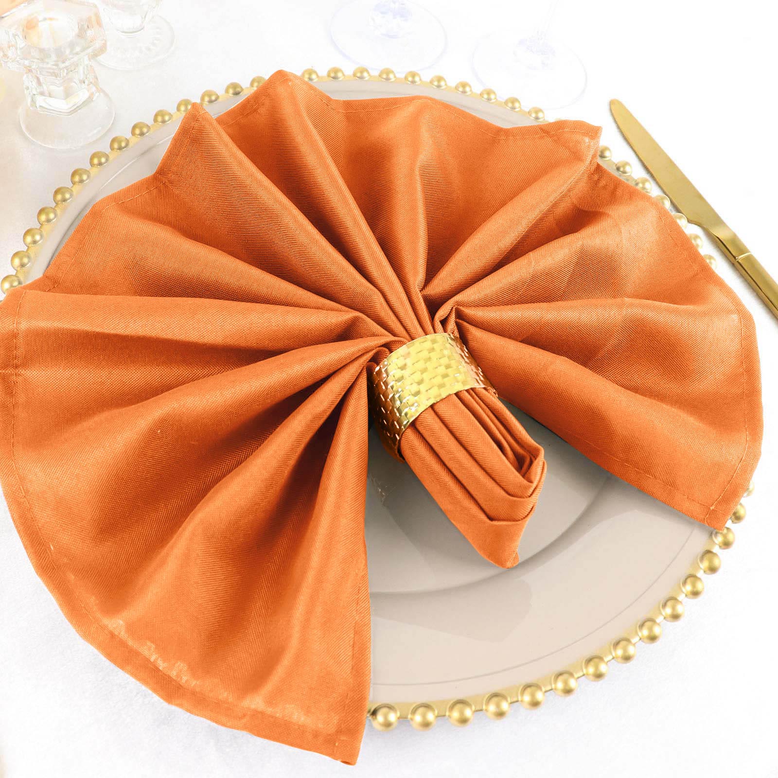 5 Pack Premium Polyester Napkins 20"x20" Orange - Durable & Wrinkle Resistant Dinner Napkins - Image 8