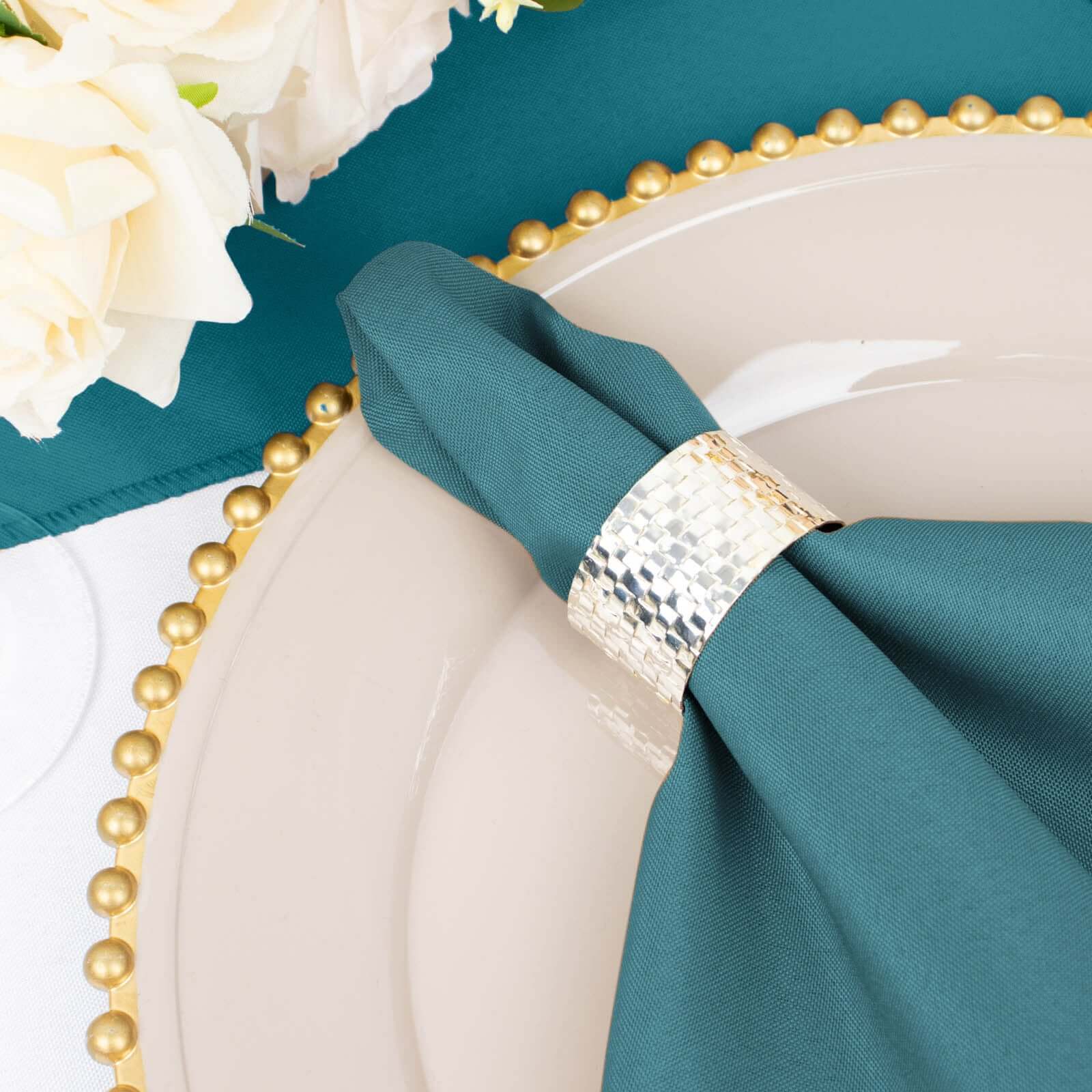 5 Pack Premium Polyester Napkins 20"x20" Peacock Teal - Durable & Wrinkle Resistant Dinner Napkins - Image 11