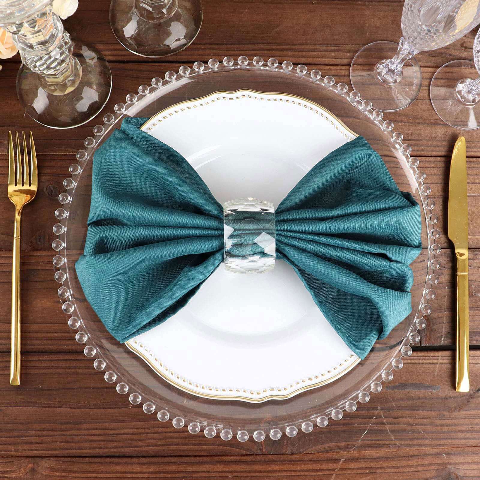 5 Pack Premium Polyester Napkins 20"x20" Peacock Teal - Durable & Wrinkle Resistant Dinner Napkins - Image 6