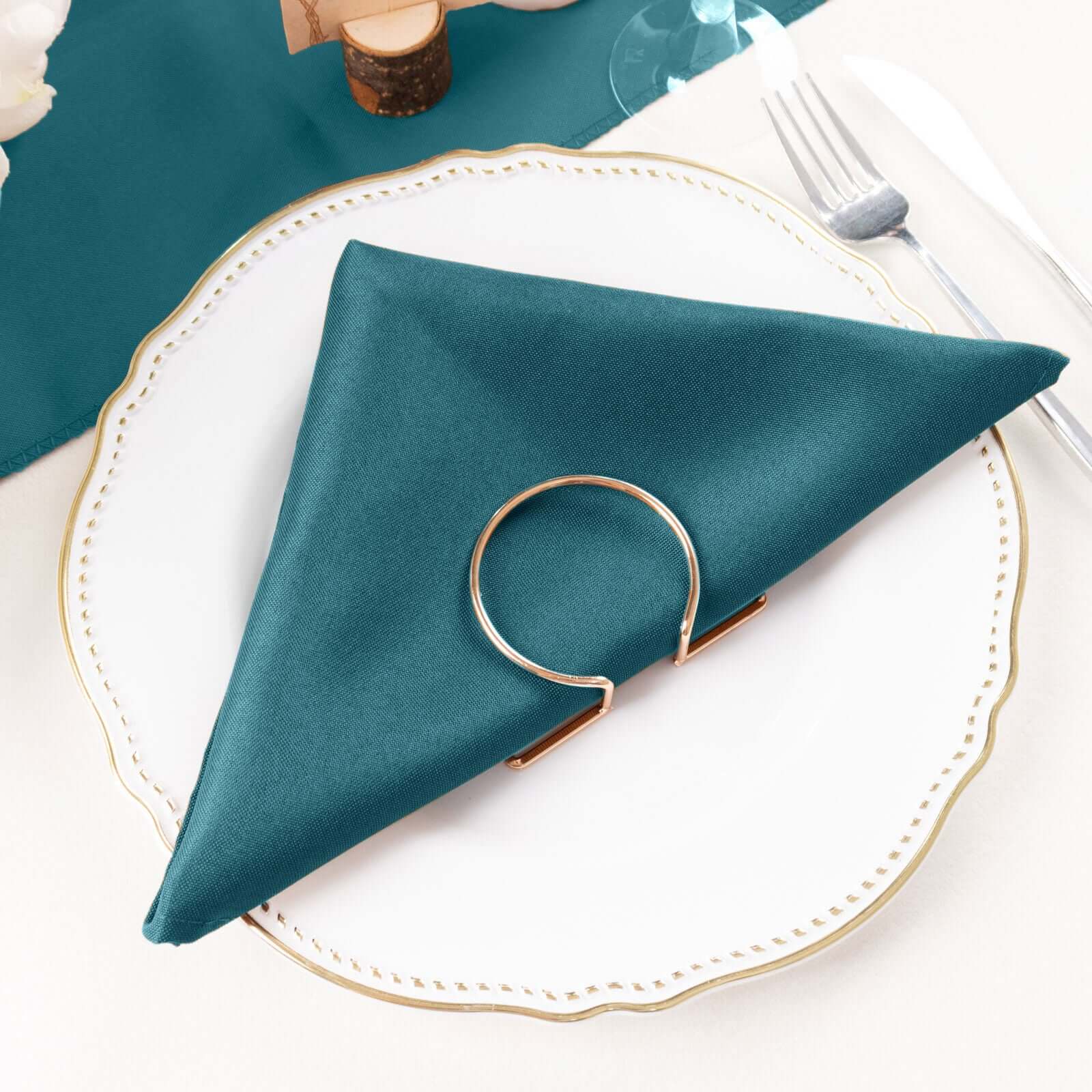 5 Pack Premium Polyester Napkins 20"x20" Peacock Teal - Durable & Wrinkle Resistant Dinner Napkins - Image 8
