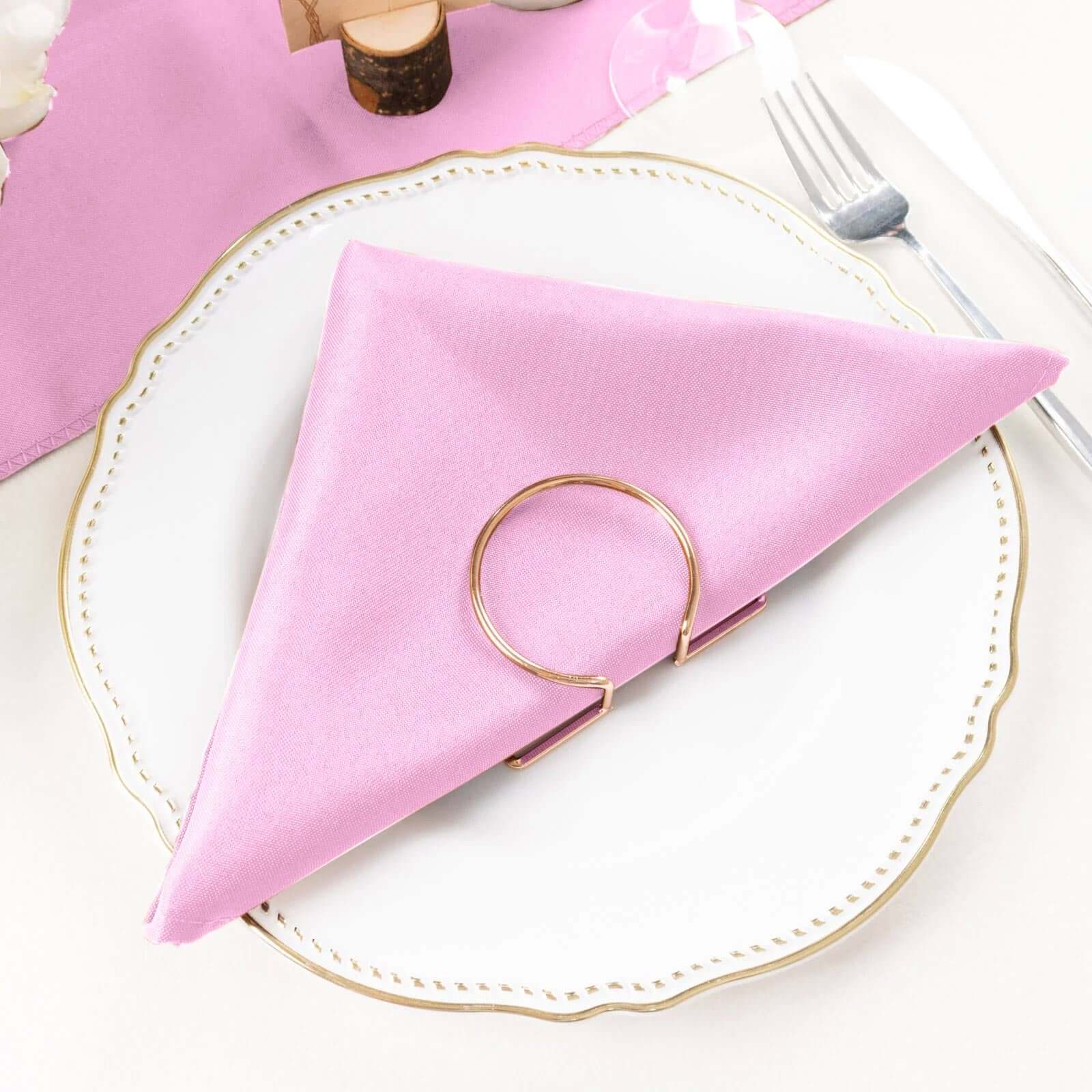 5 Pack Premium Polyester Napkins 20"x20" Pink - Durable & Wrinkle Resistant Dinner Napkins - Image 2