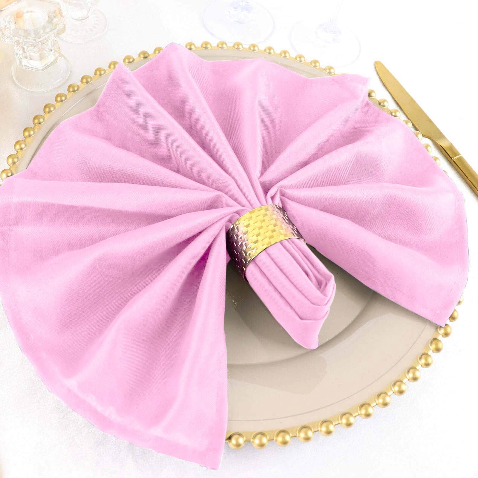 5 Pack Premium Polyester Napkins 20"x20" Pink - Durable & Wrinkle Resistant Dinner Napkins - Image 6