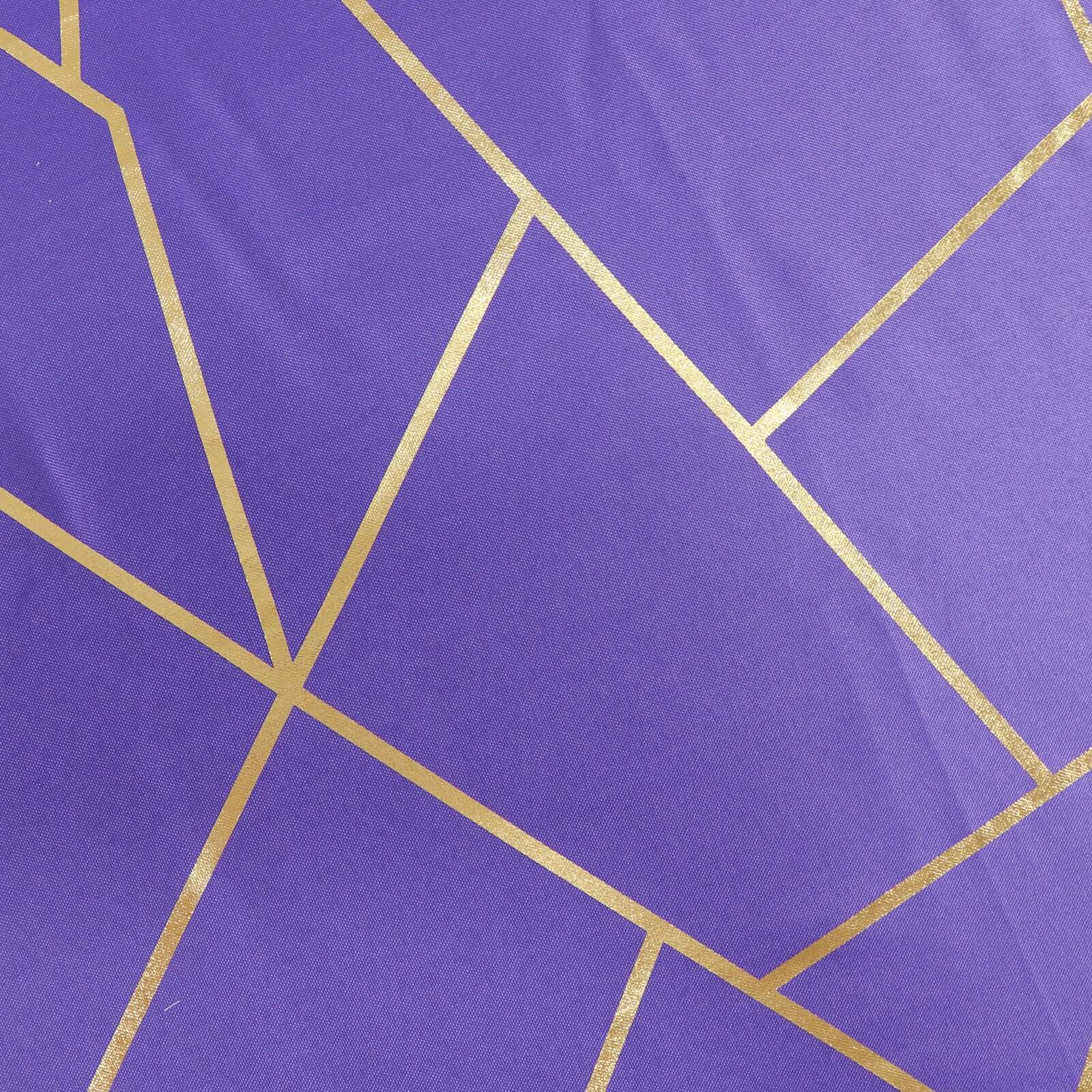 5 Pack Polyester Napkins 20"x20" Purple with Gold Geometric Foil Pattern - Modern Reusable Cloth Napkins - Image 8