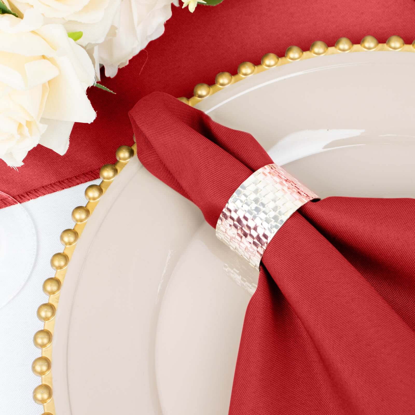 5 Pack Premium Polyester Napkins 20"x20" Red - Durable & Wrinkle Resistant Dinner Napkins - Image 6
